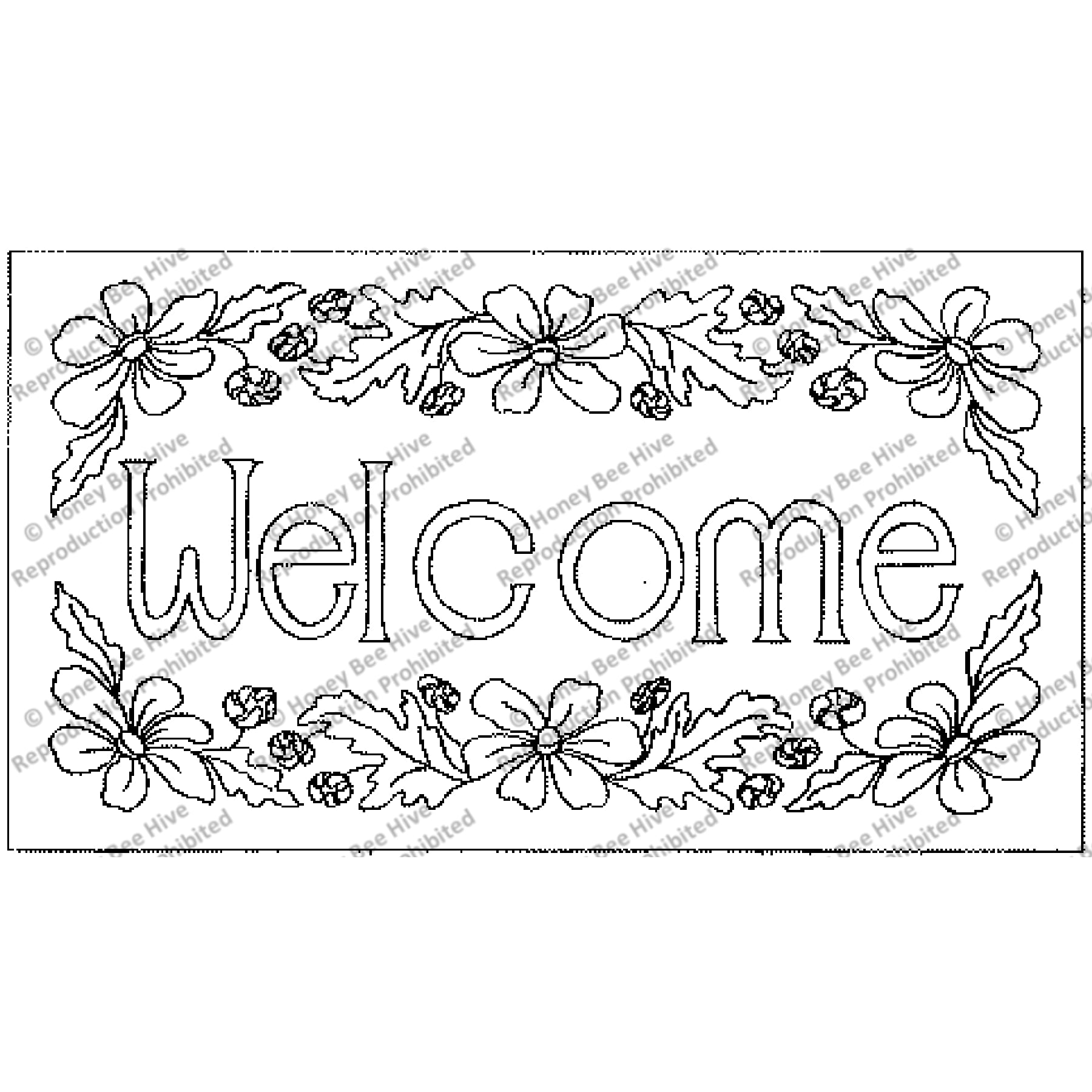 Welcome-Open Flower, rug hooking pattern