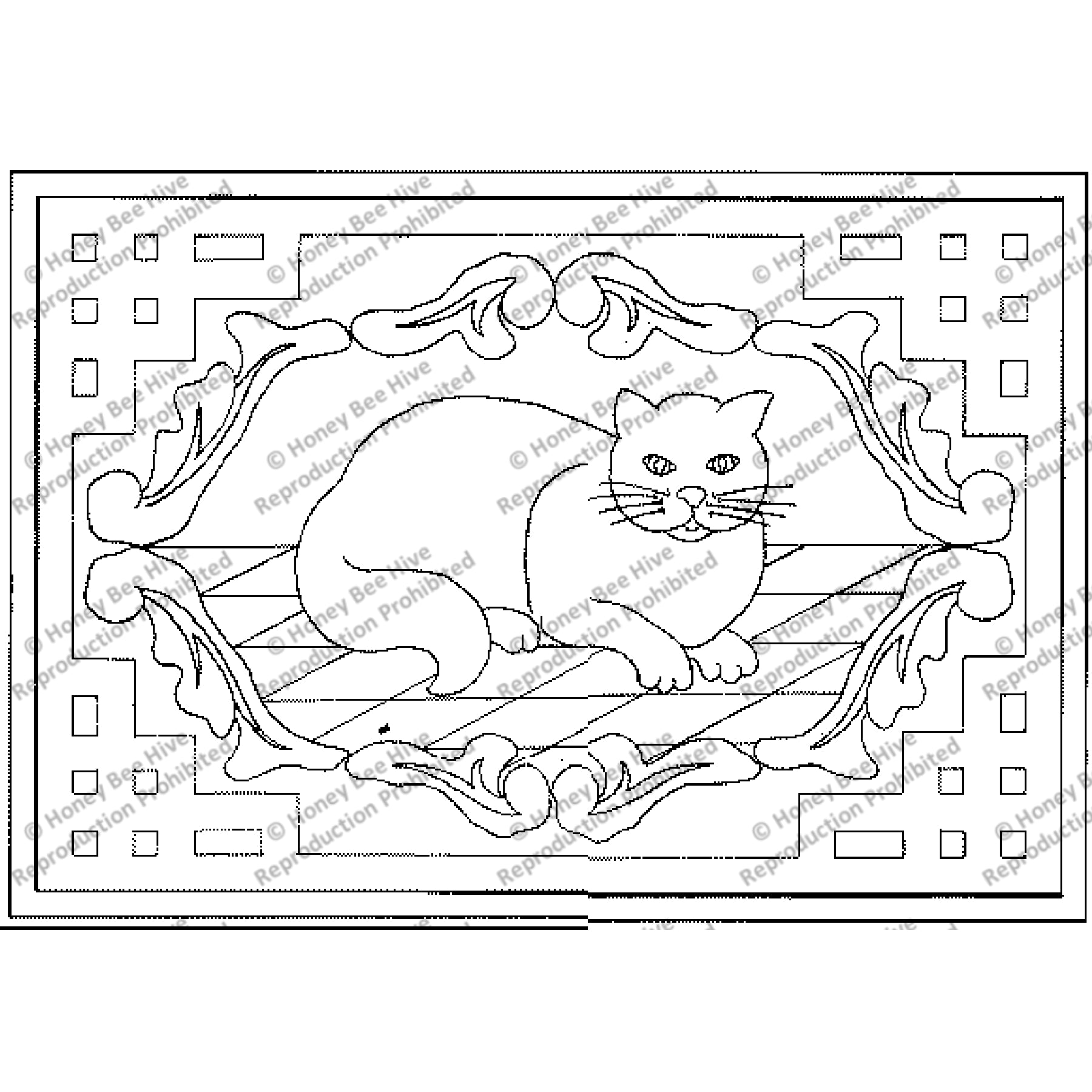 Fireside Cat, rug hooking pattern