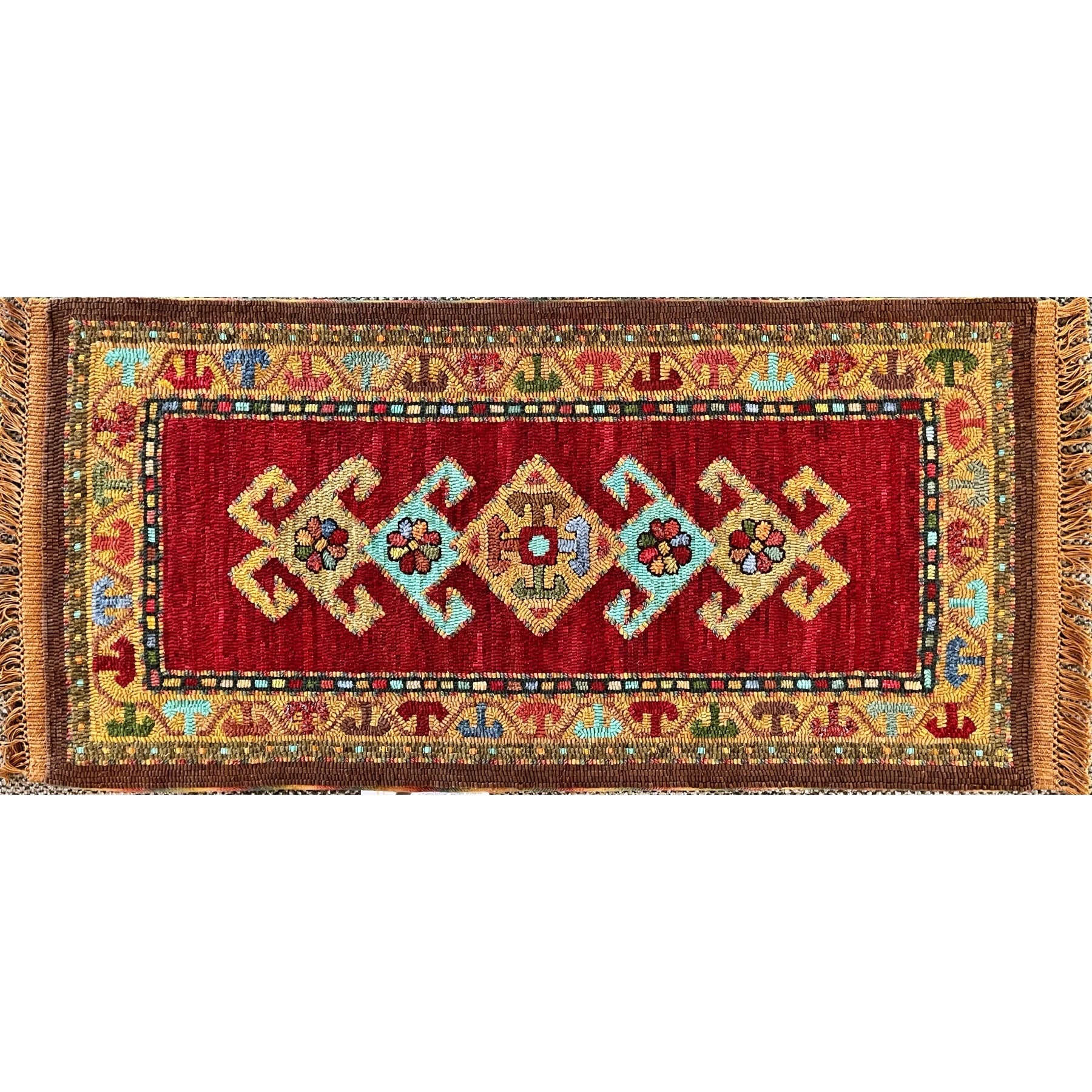 Turkoman, rug hooked by Martha Lowry