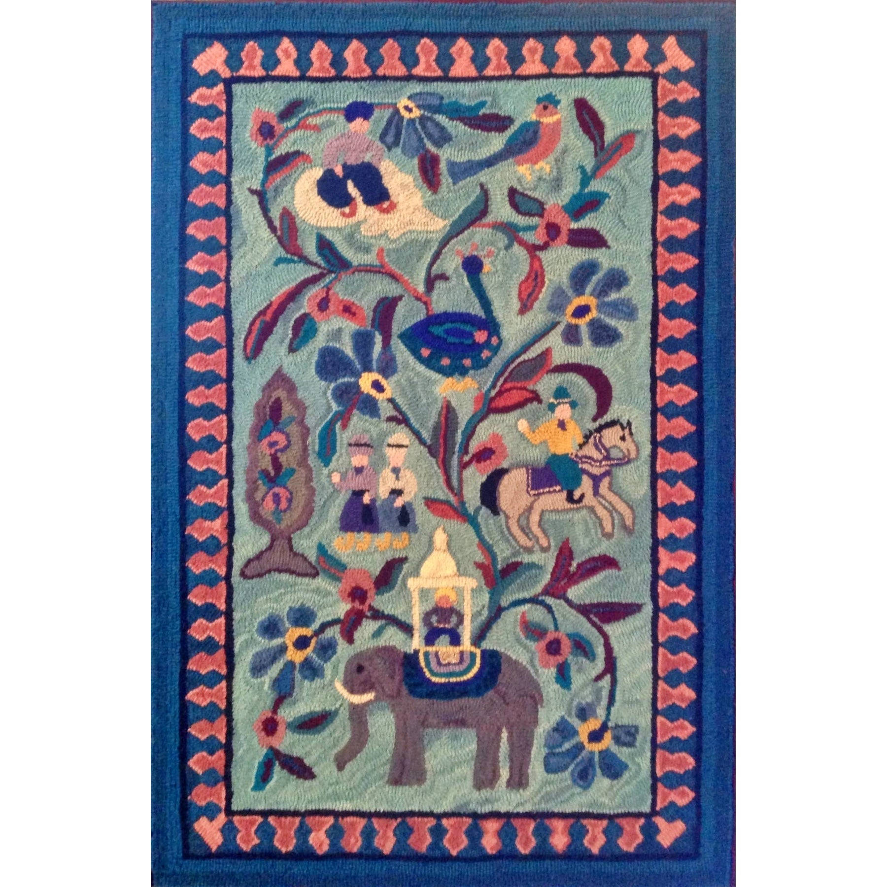 Mini-Kashani, rug hooked by Vicky Germroth