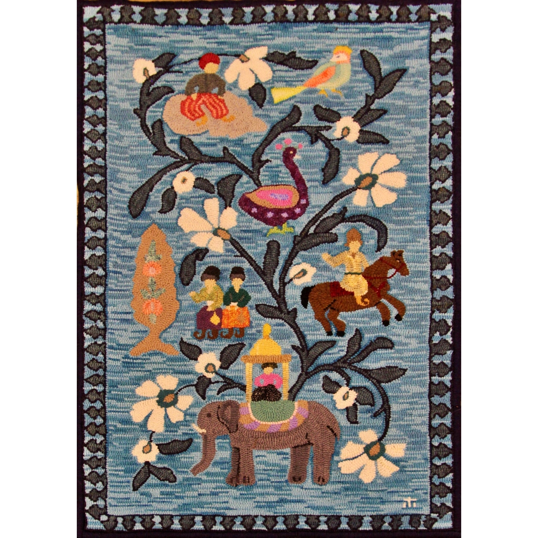 Mini-Kashani, rug hooked by Yoshiho Nara