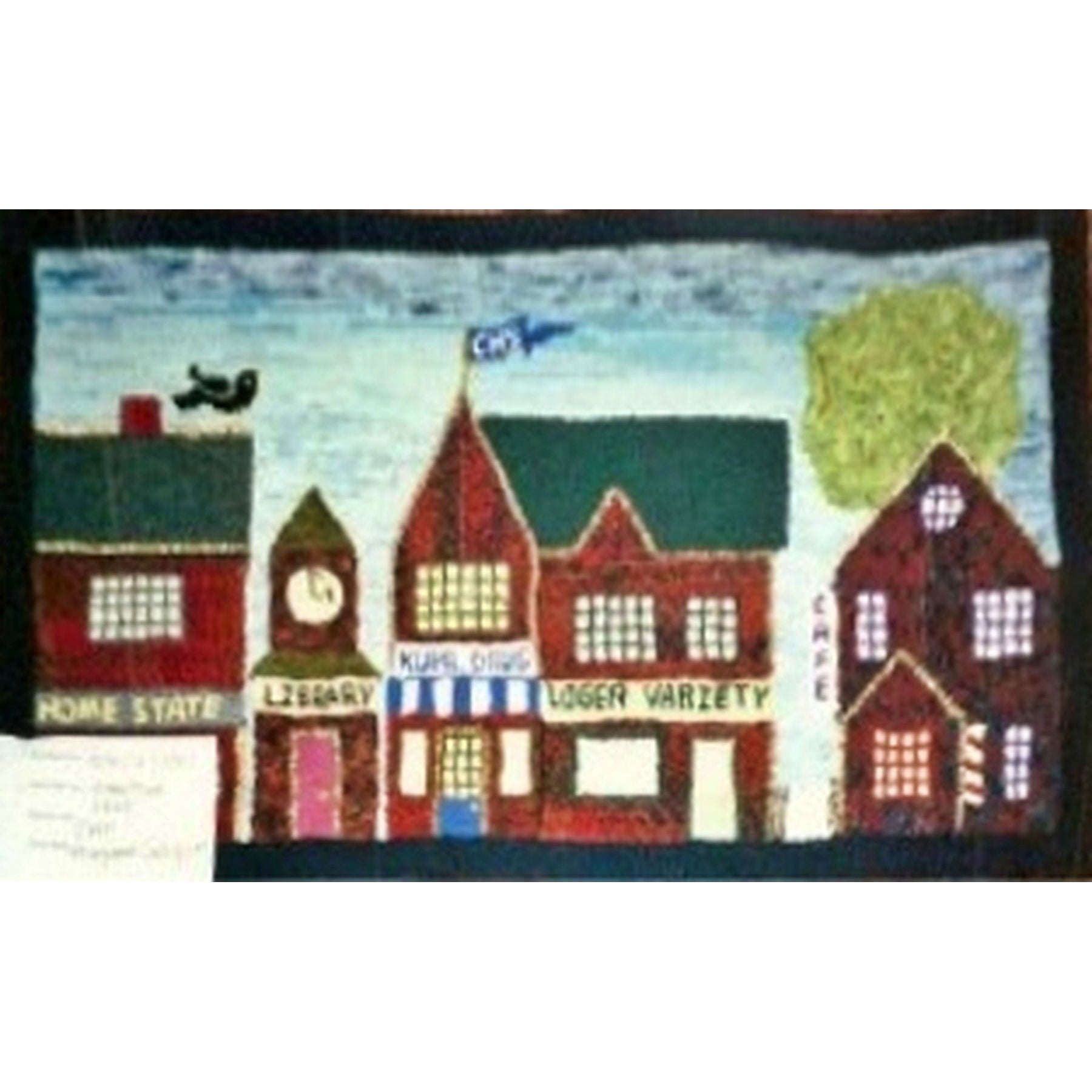Hometown USA, rug hooked by Patricia Yates
