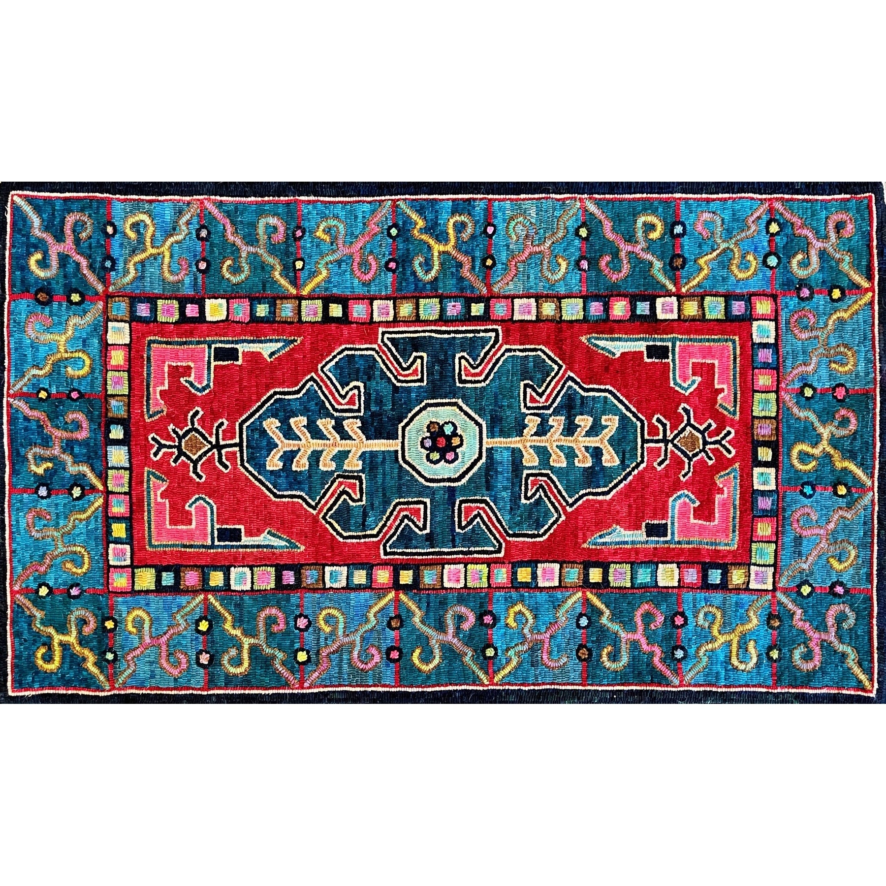 Turkish Primitive, rug hooked by Gina Paschal