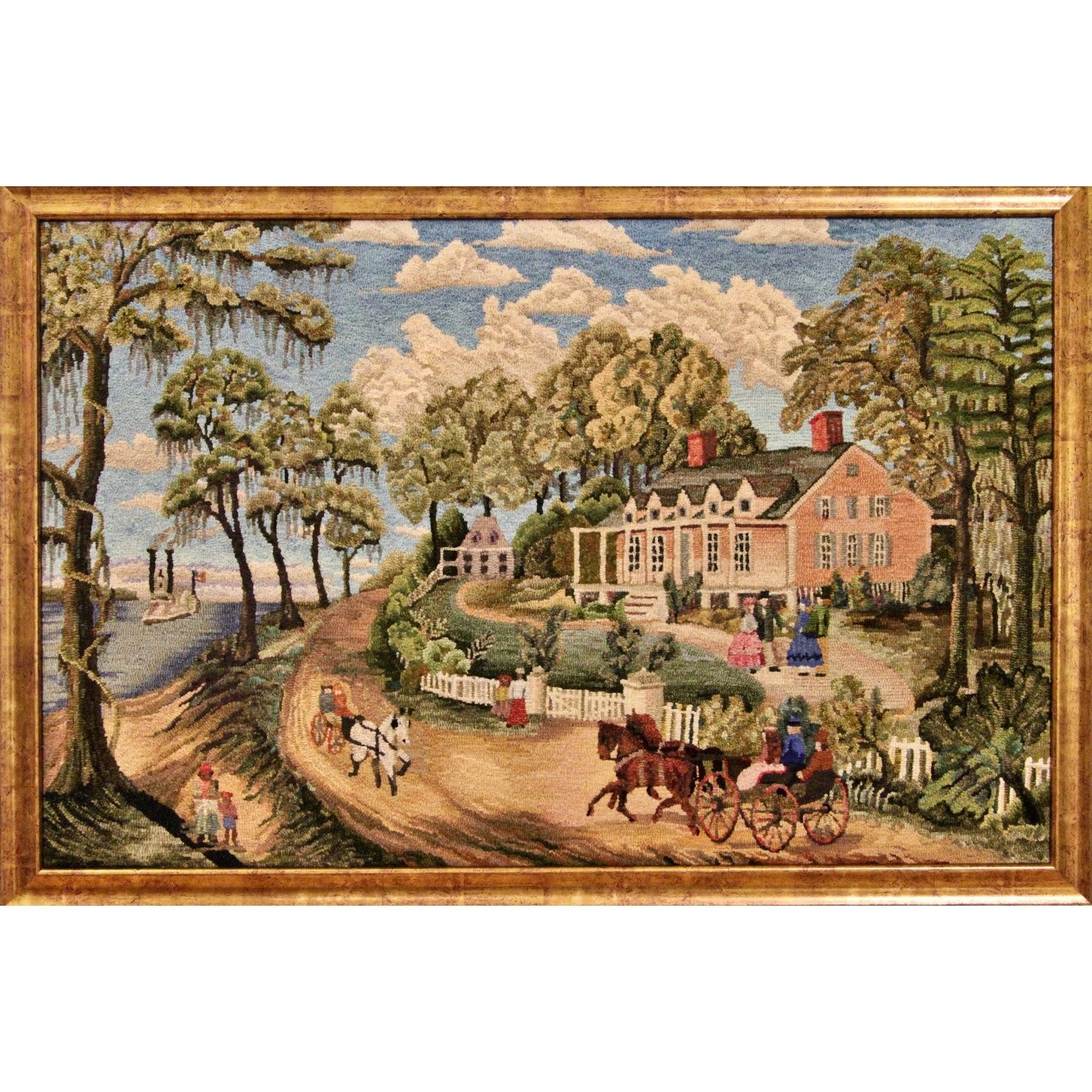 Home on the Mississippi, rug hooked by Jane McGown Flynn