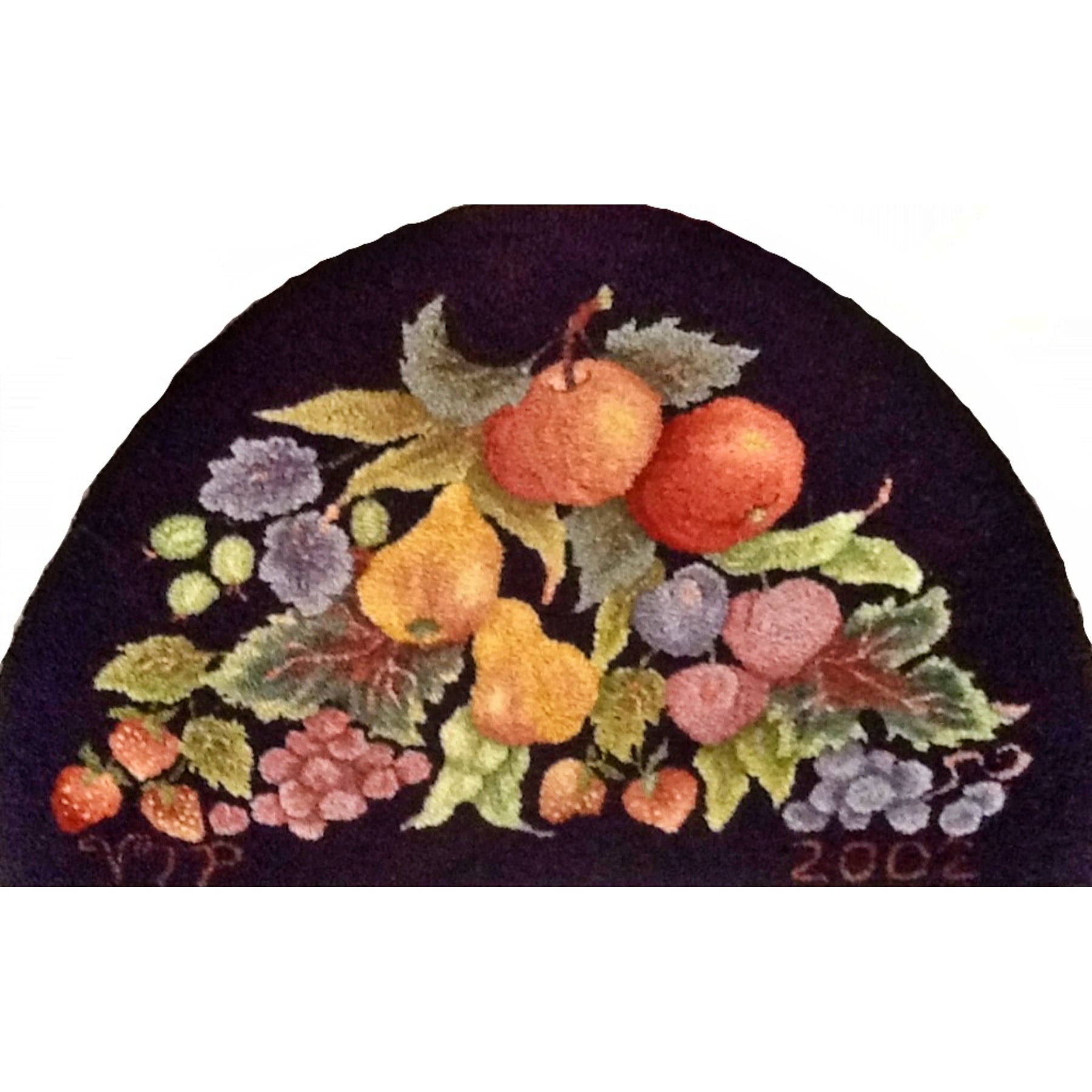 Small Fruit Half Rnd, rug hooked by Vivily Powers