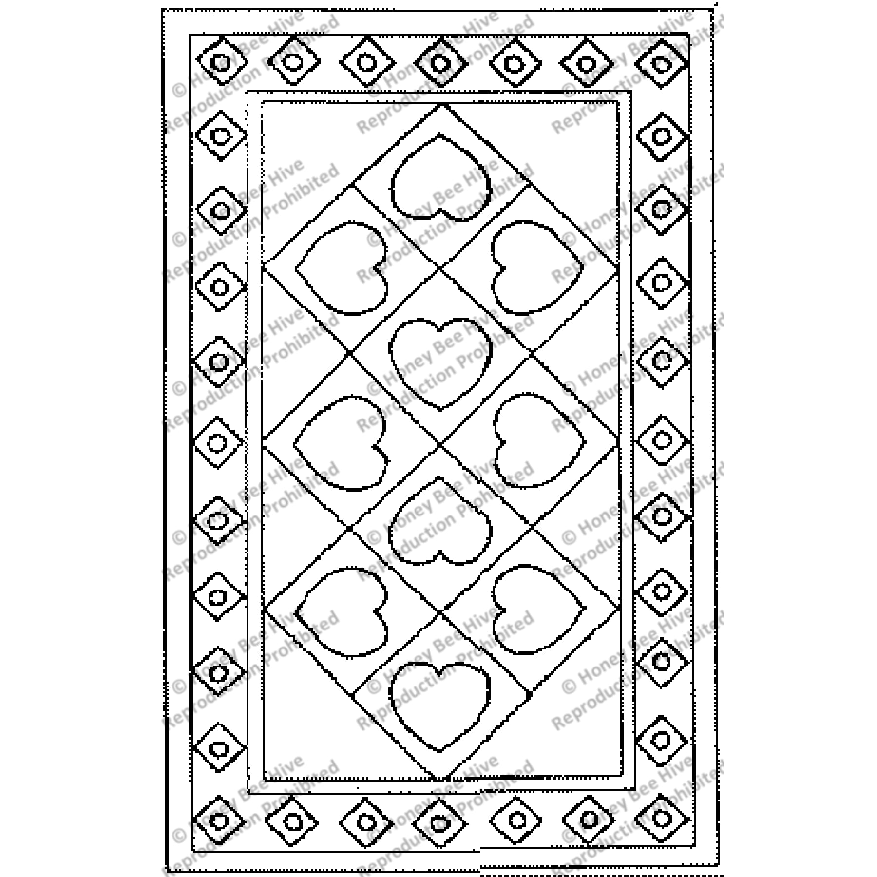 Ten Hearts, rug hooking pattern