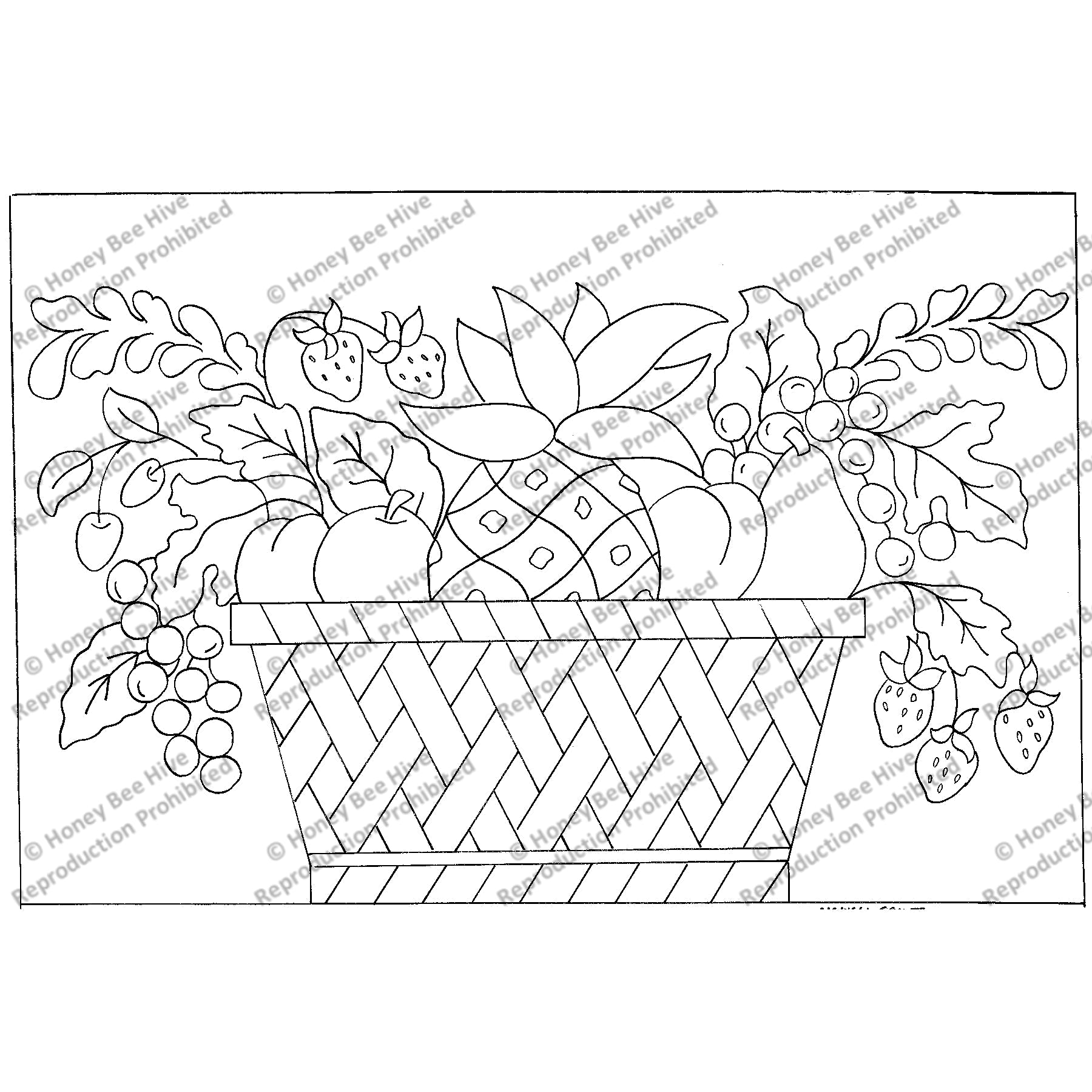 Caswell Fruit Basket, rug hooking pattern