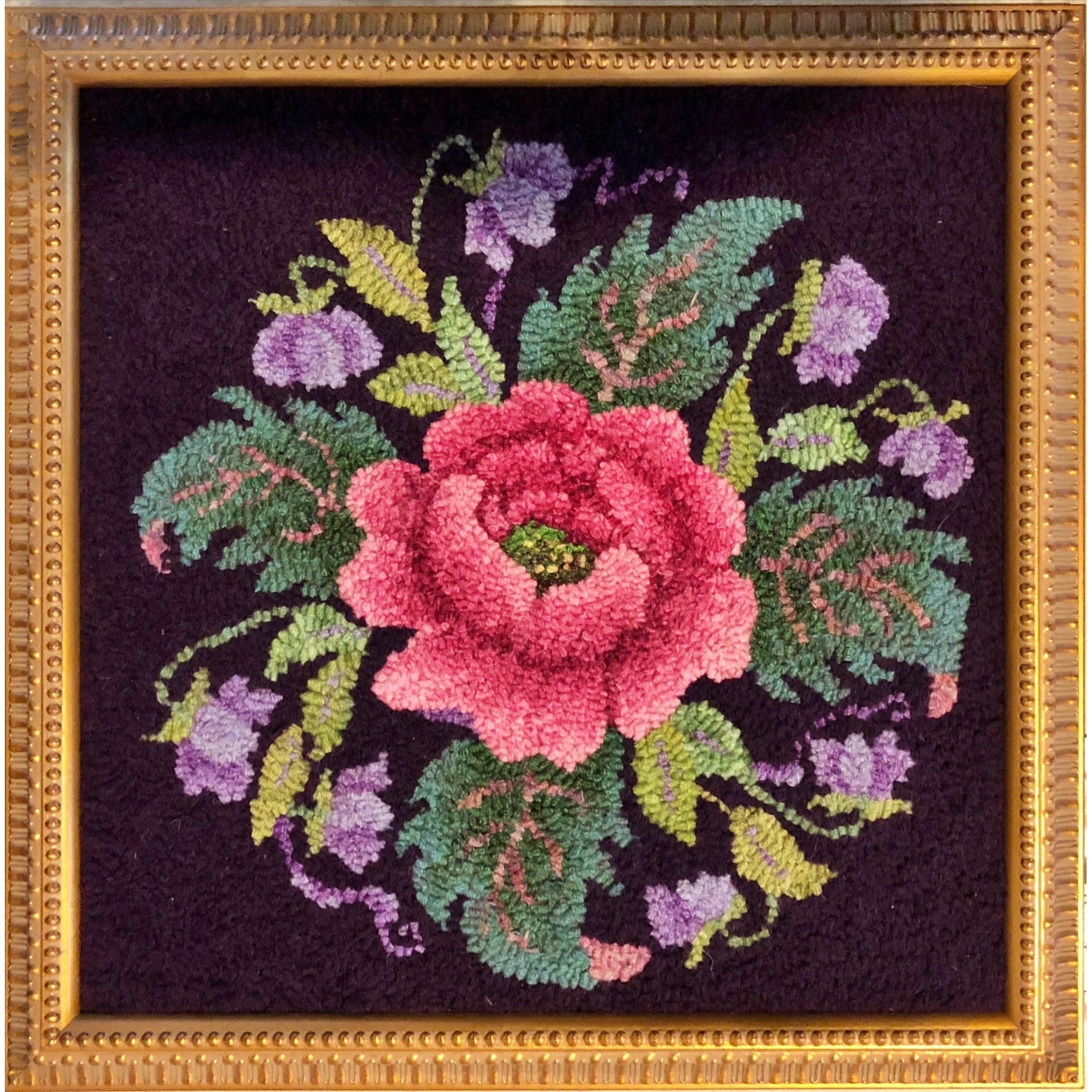 Ruthie Rose, rug hooked by Vivily Powers