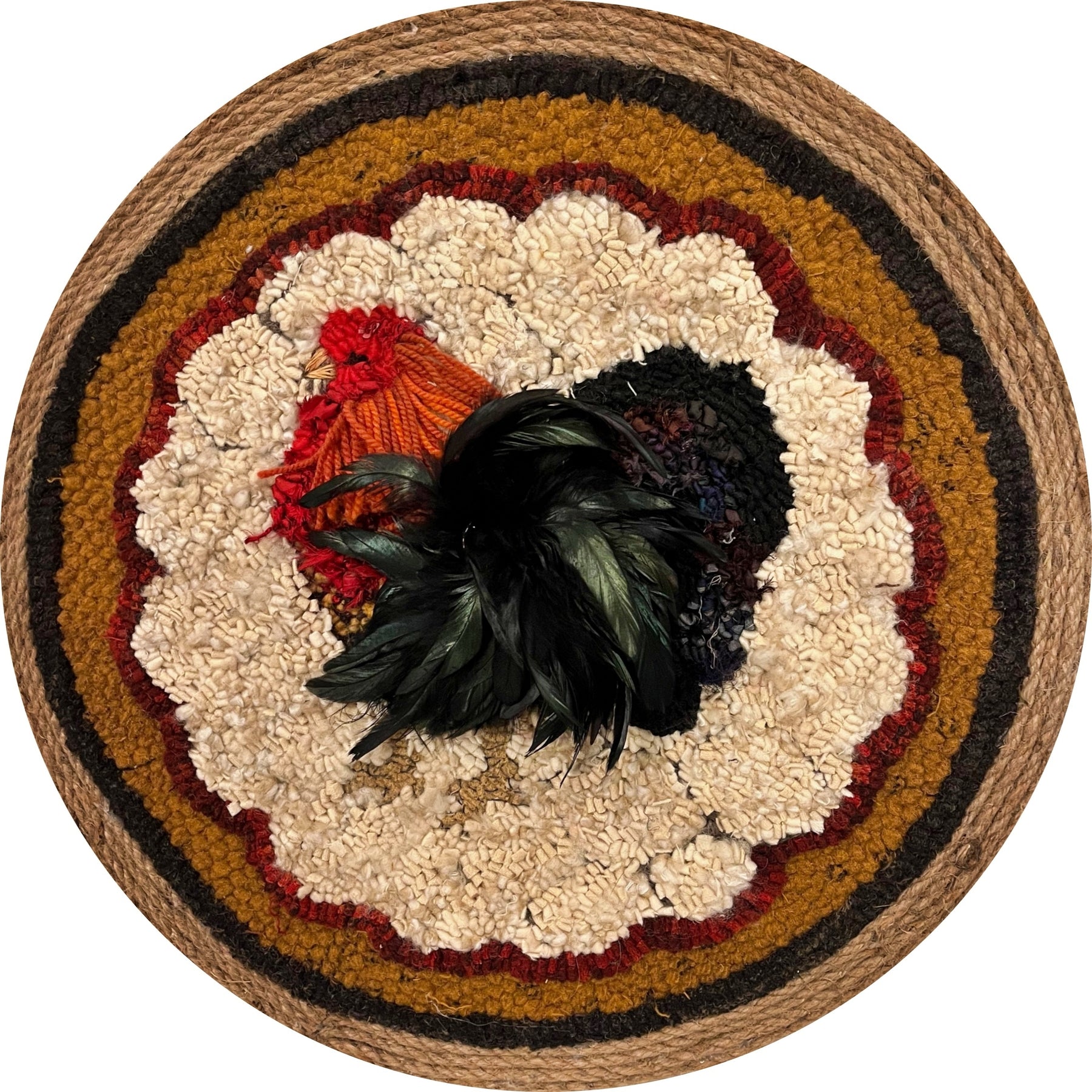Rooster, rug hooked by Lisa Hoaper