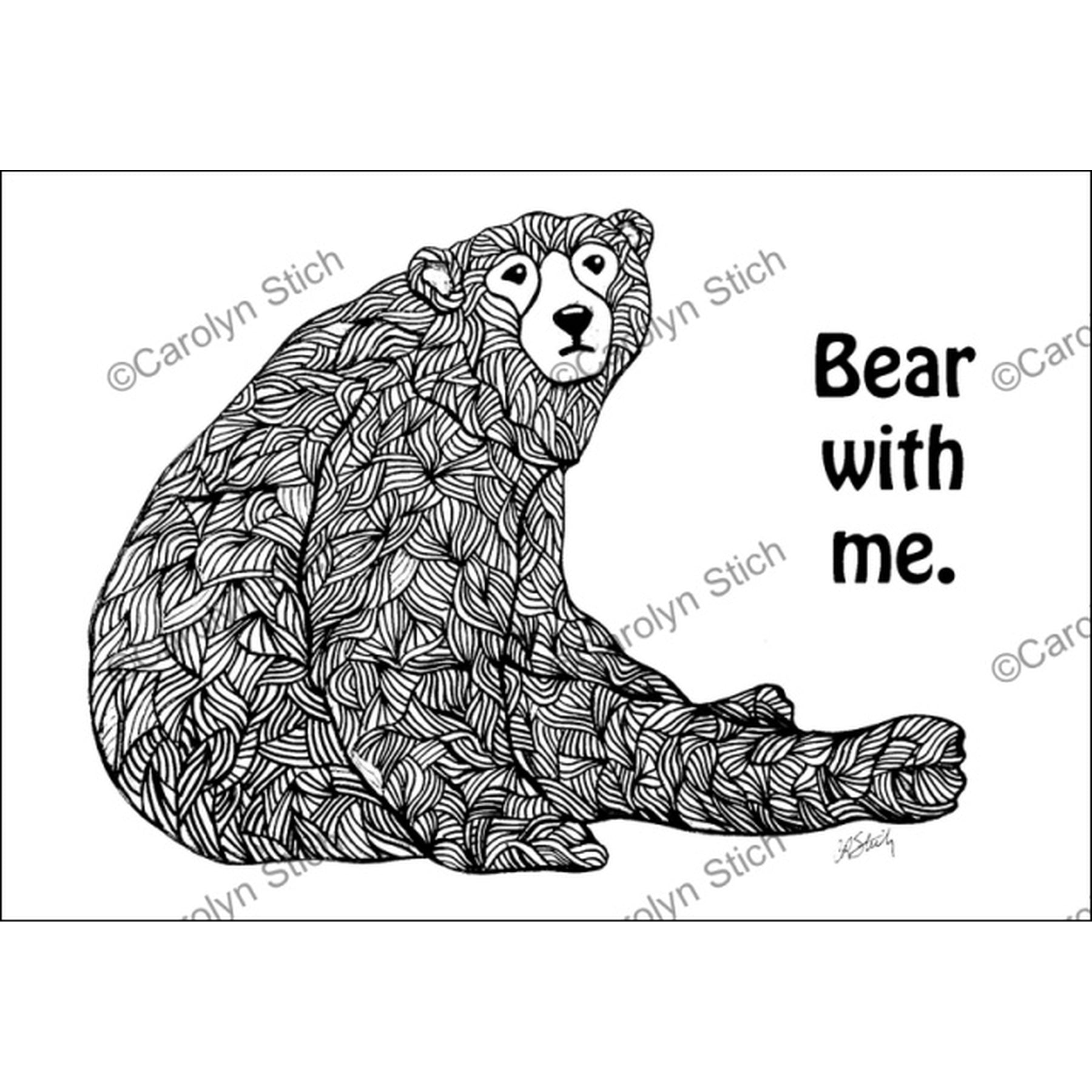 Bear With Me, rug hooking pattern