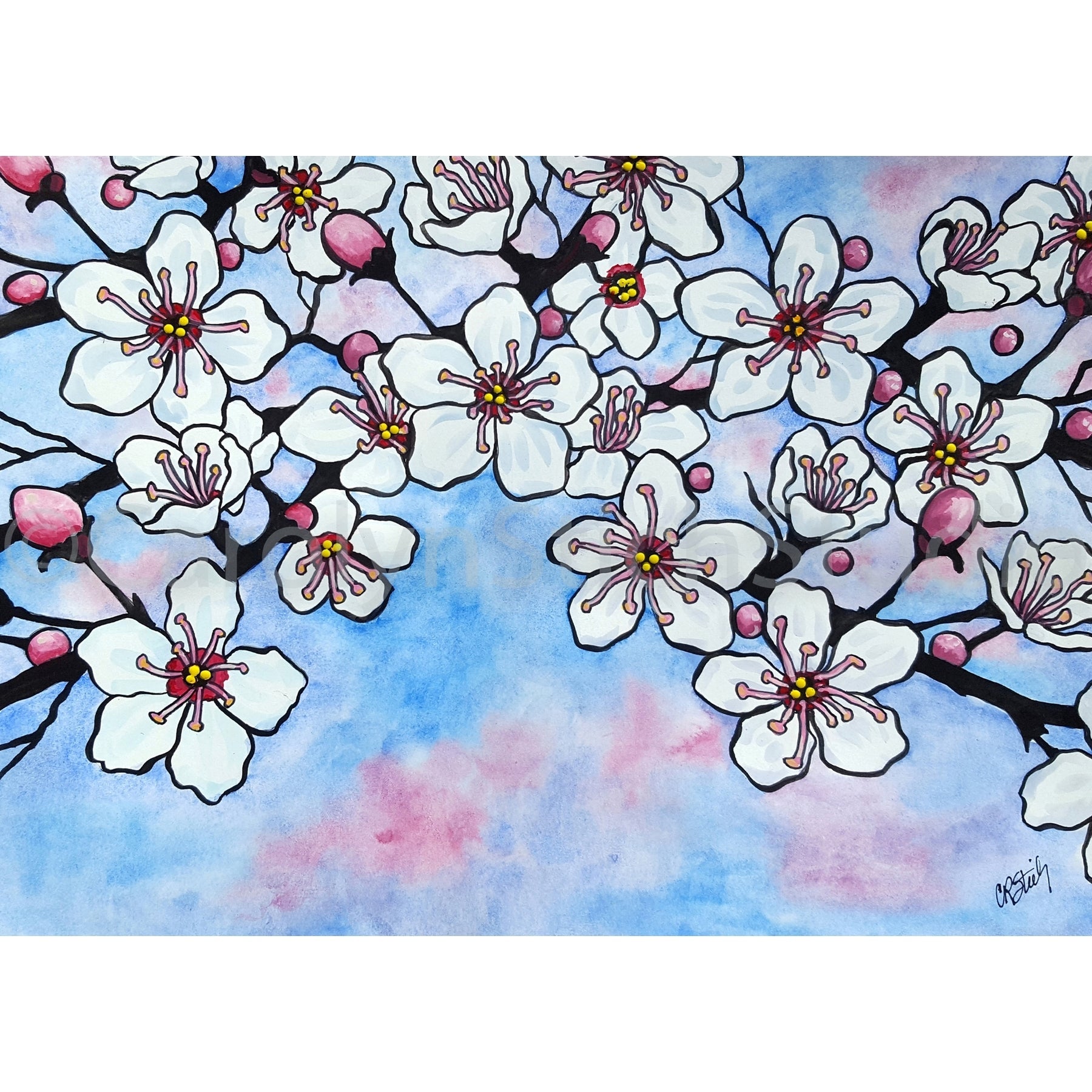 Cherry Blossom, rug hooking pattern