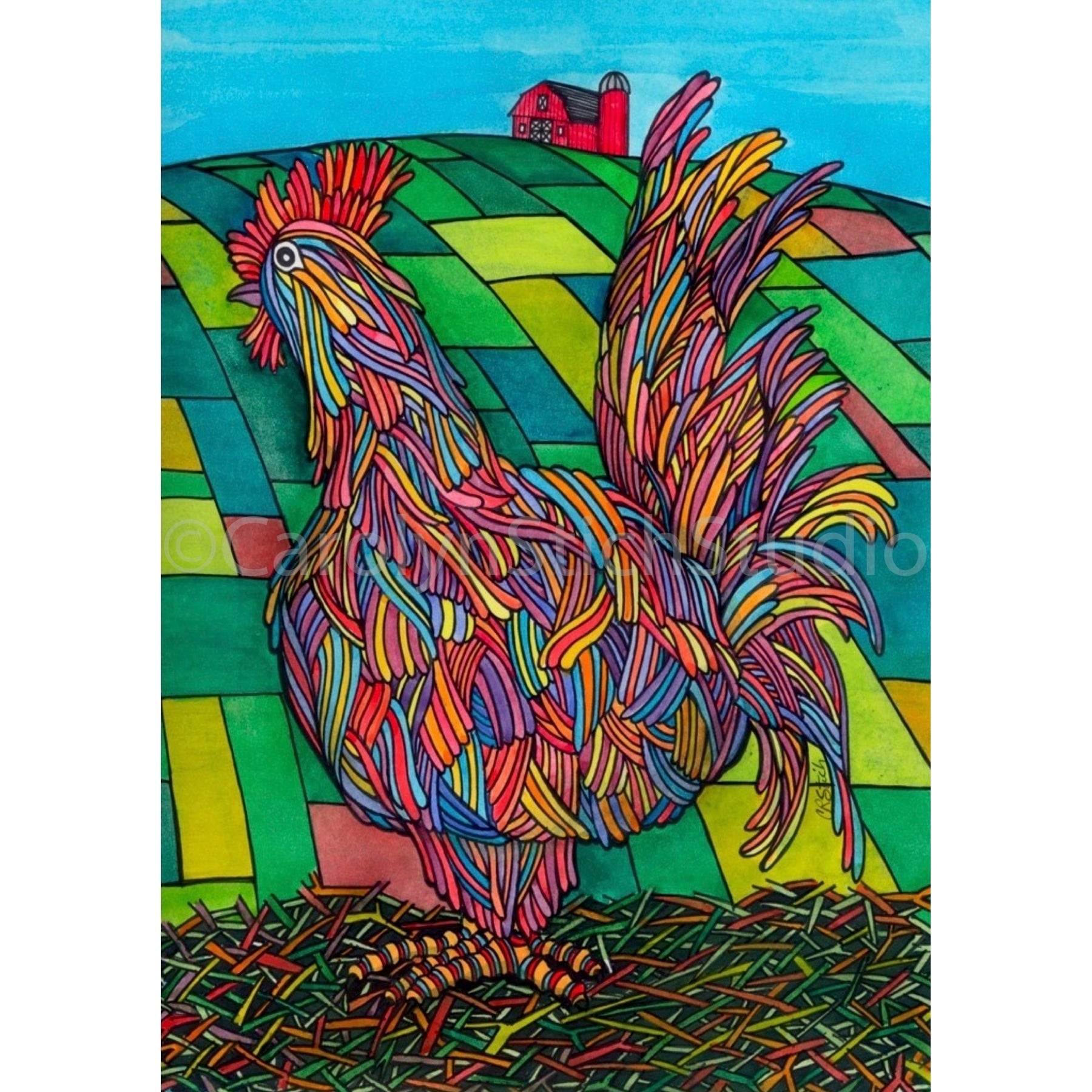 Spring Chicken, rug hooking pattern