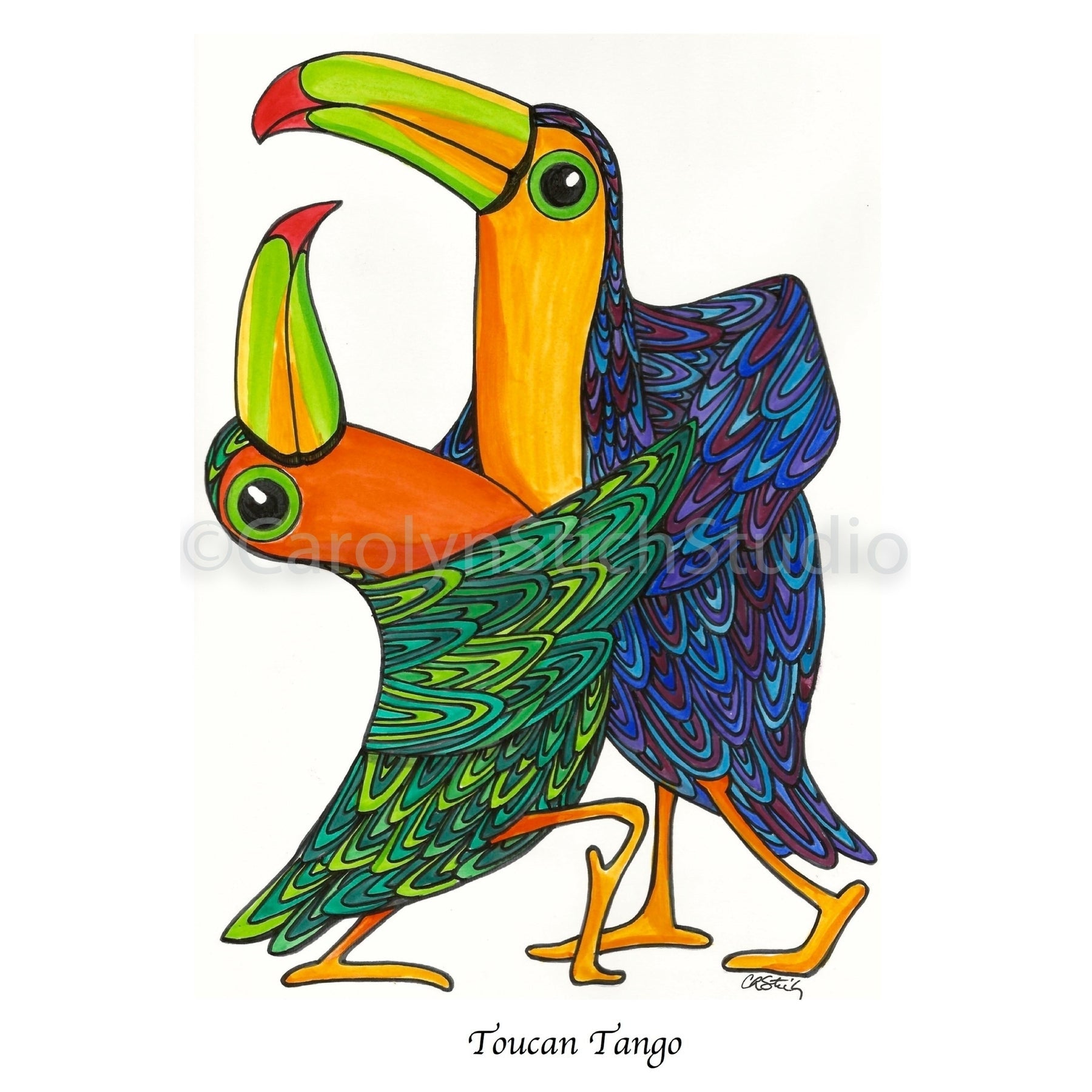 Toucan Tango, rug hooking pattern