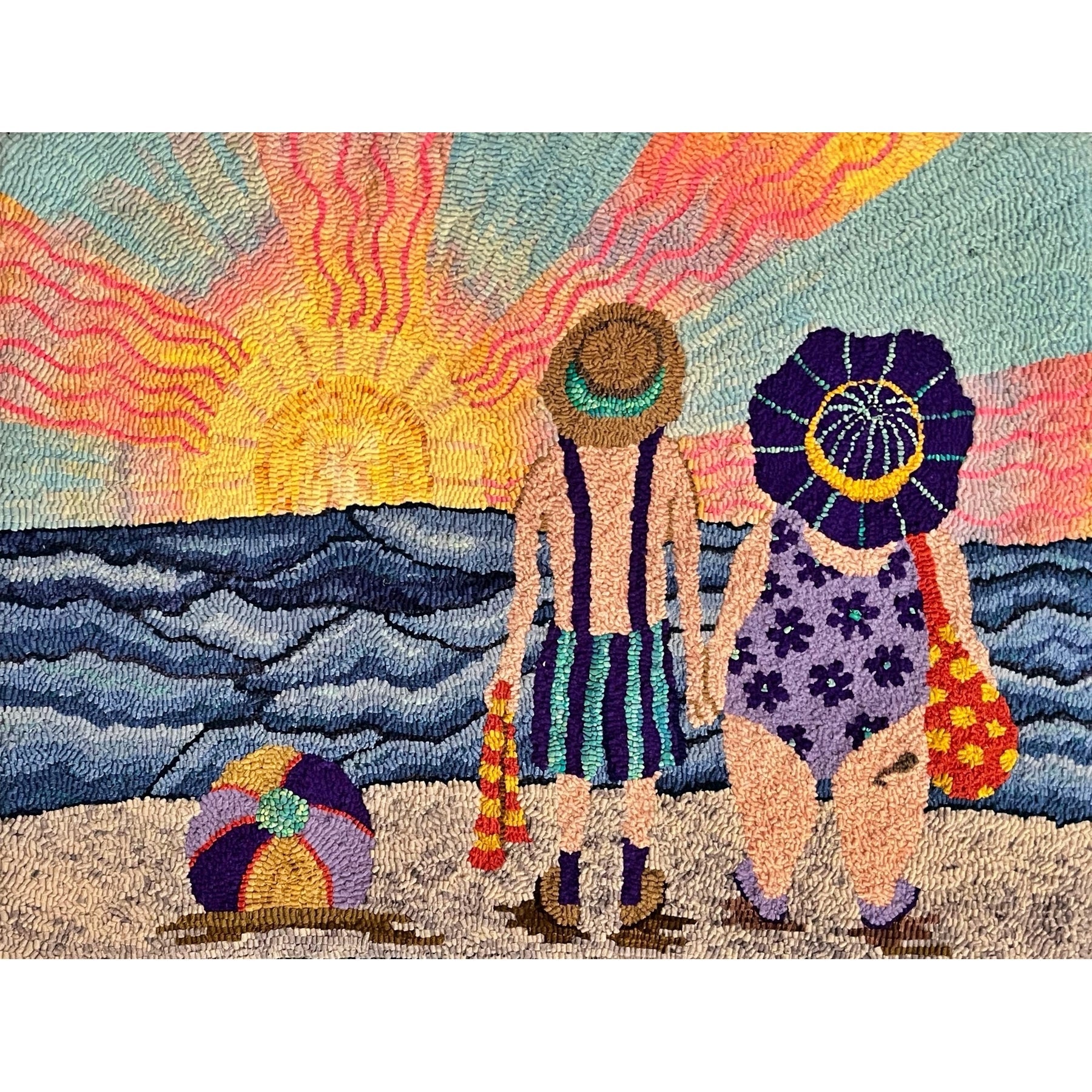 Sunset Moment, rug hooked by Joyce Kruger