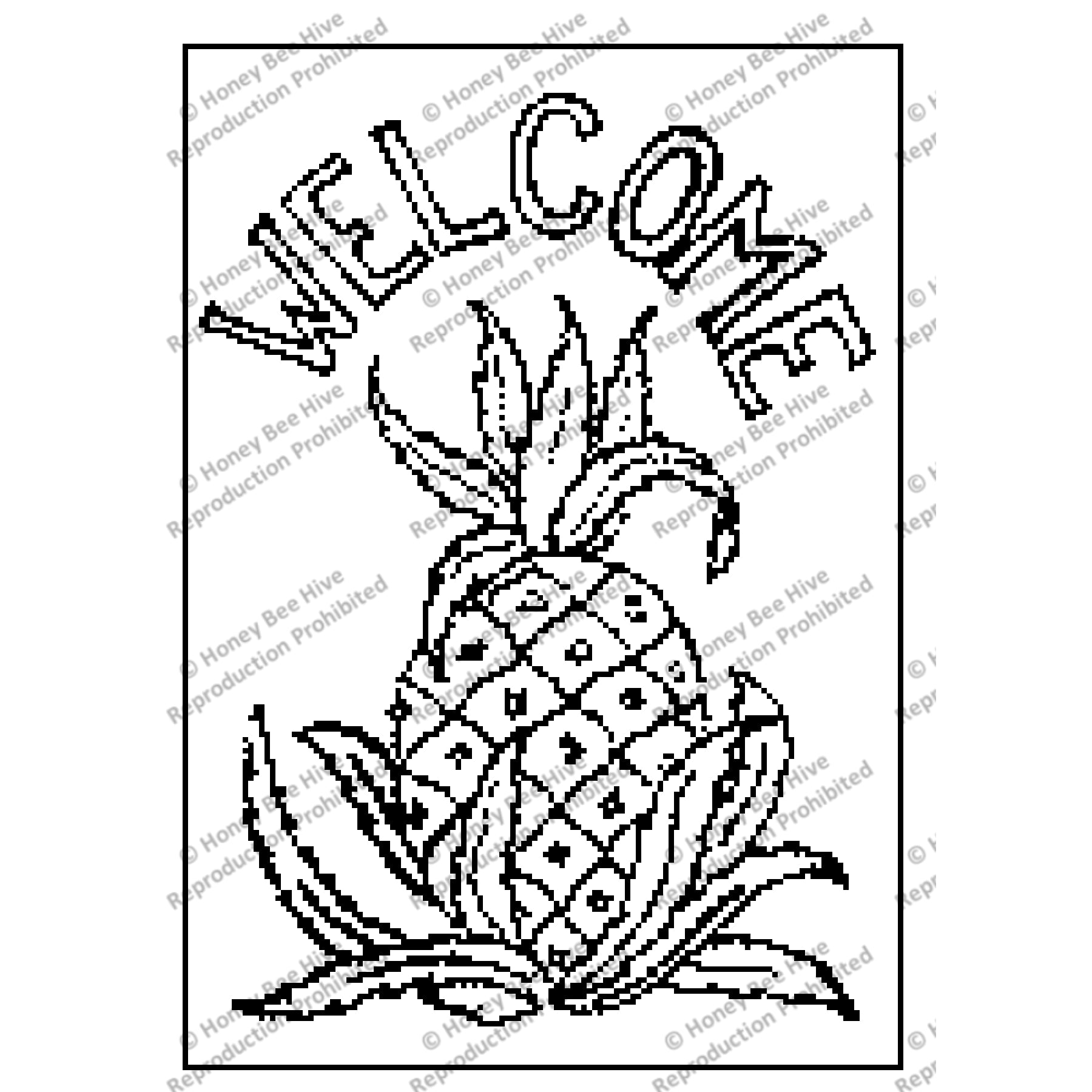 Welcome Pineapple, rug hooking pattern