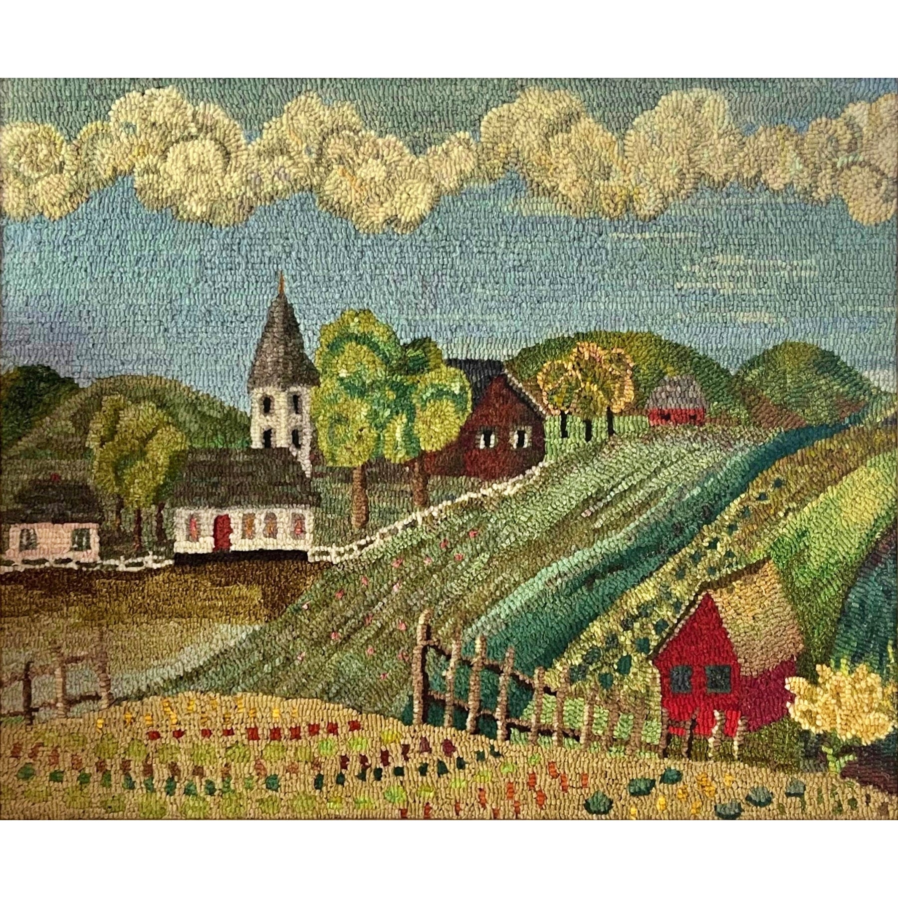 Ivan's Village, rug hooked by Jane McGown Flynn
