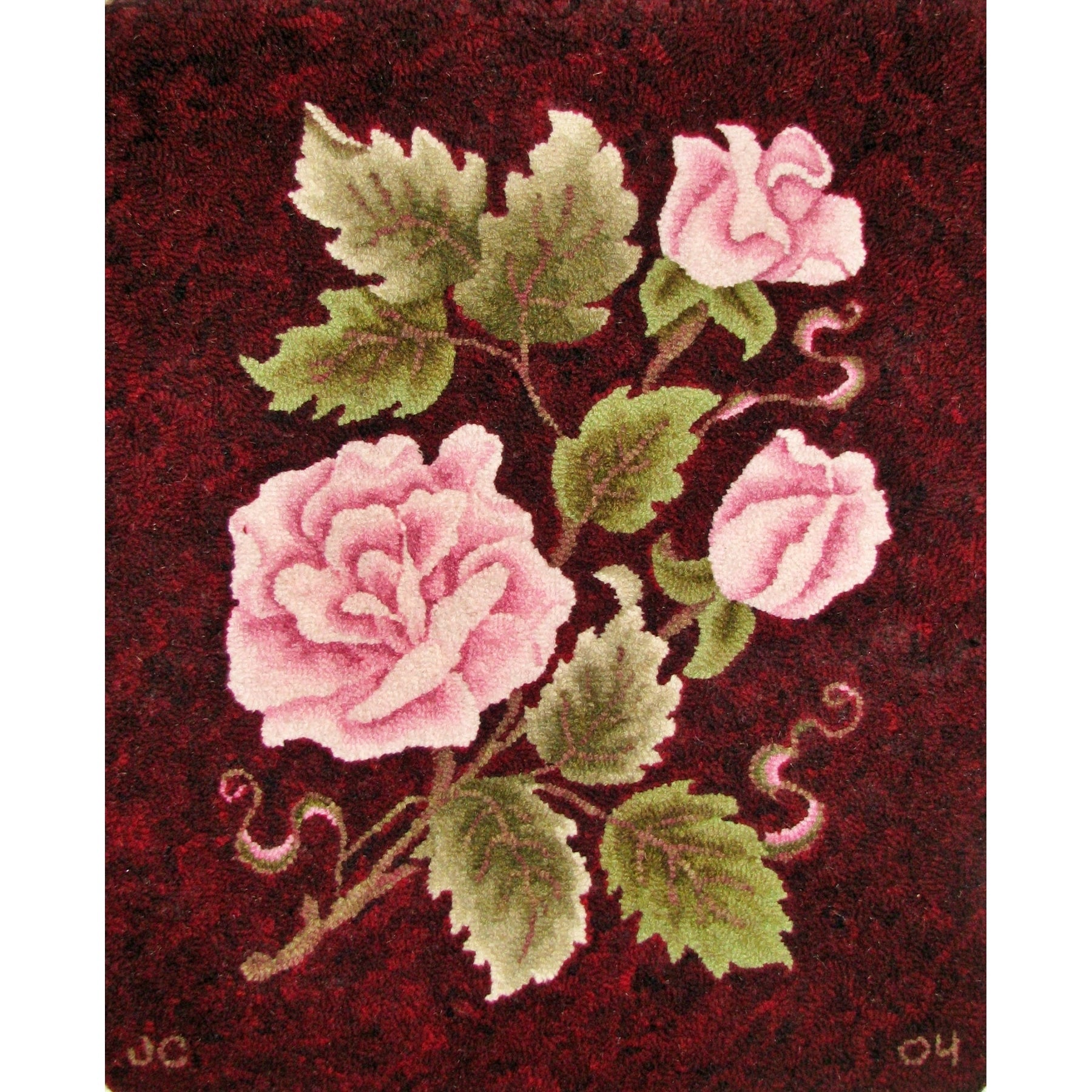 Roses, rug hooked by Judy Carter