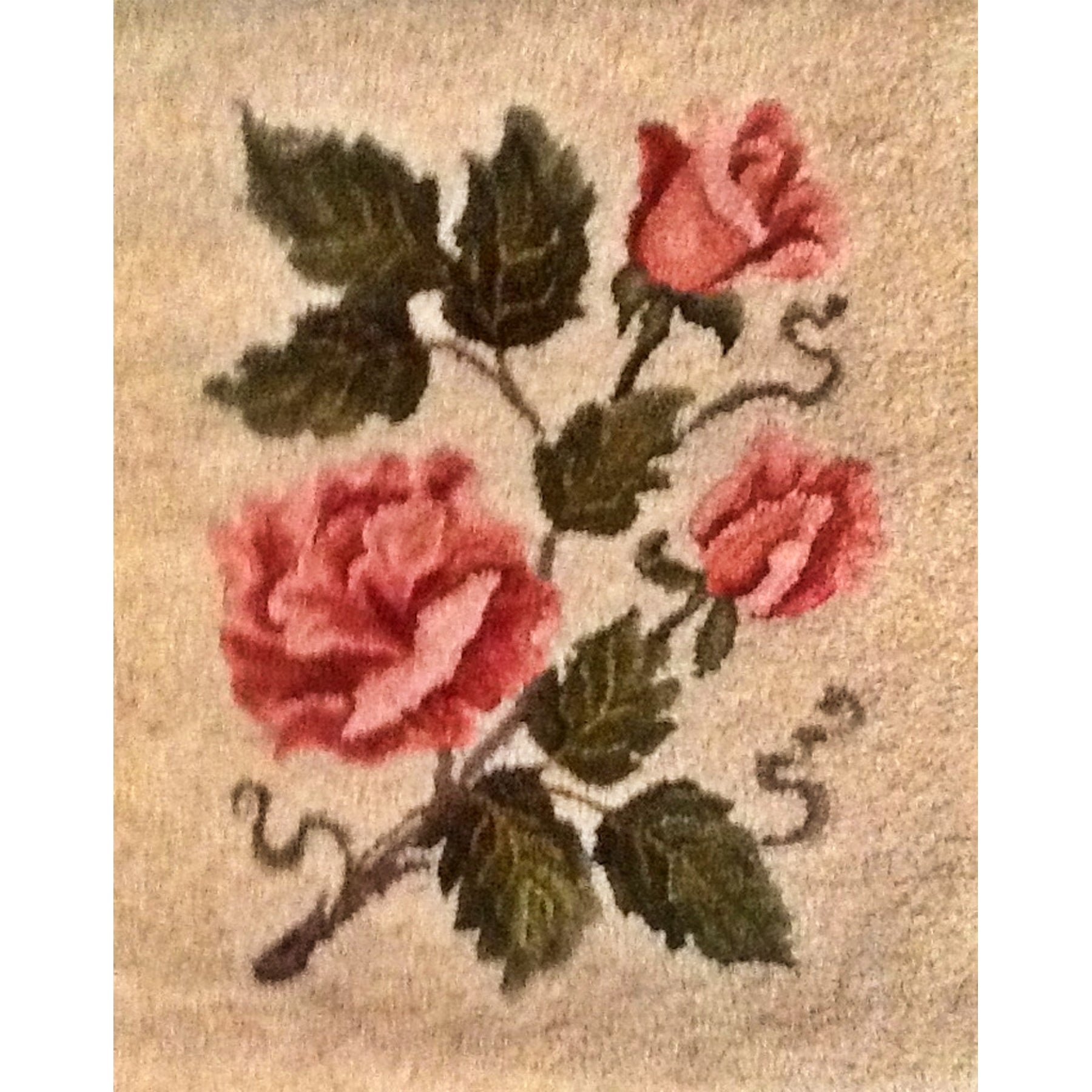 Roses, rug hooked by Kathy McPartlan