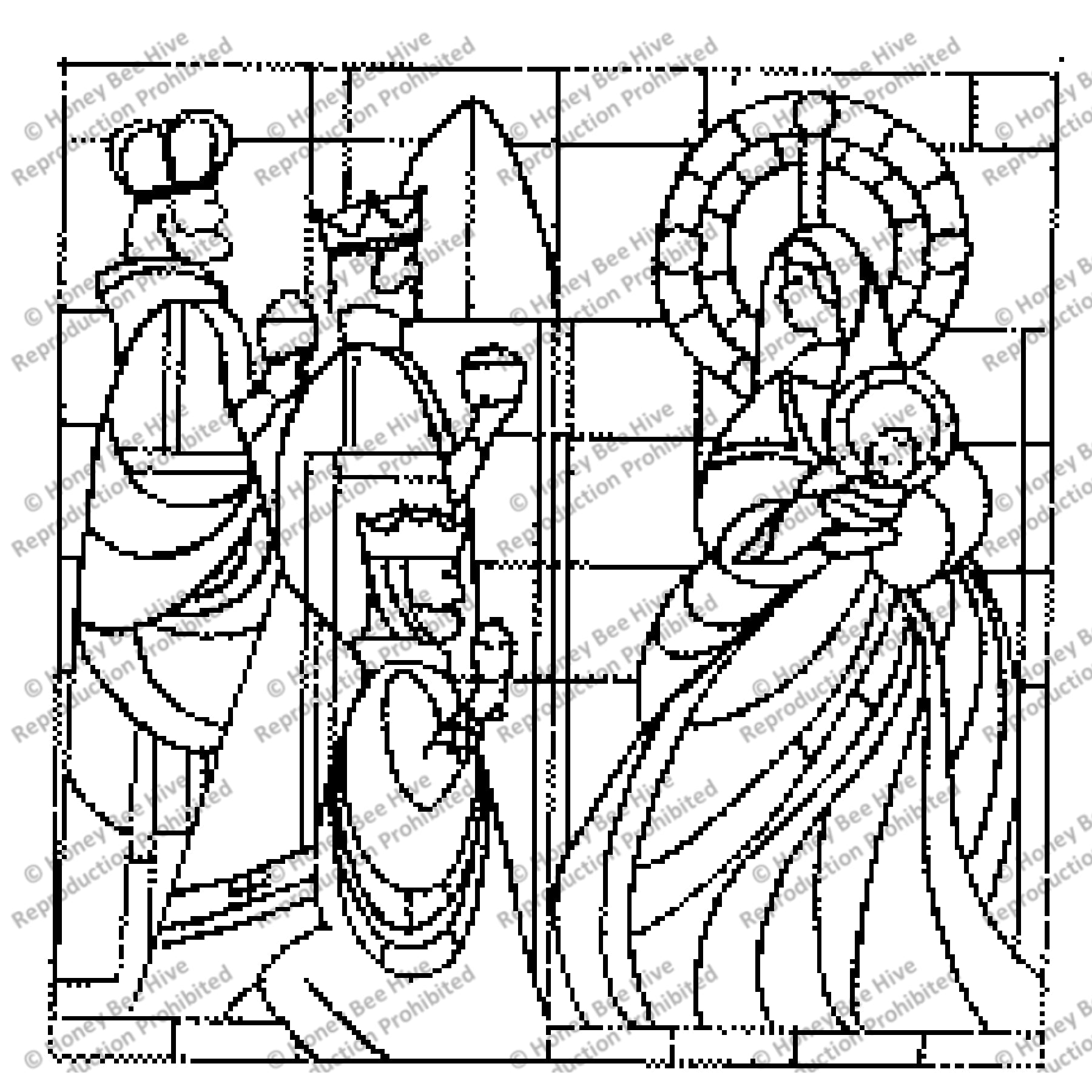 Stained Glass Nativity, rug hooking pattern