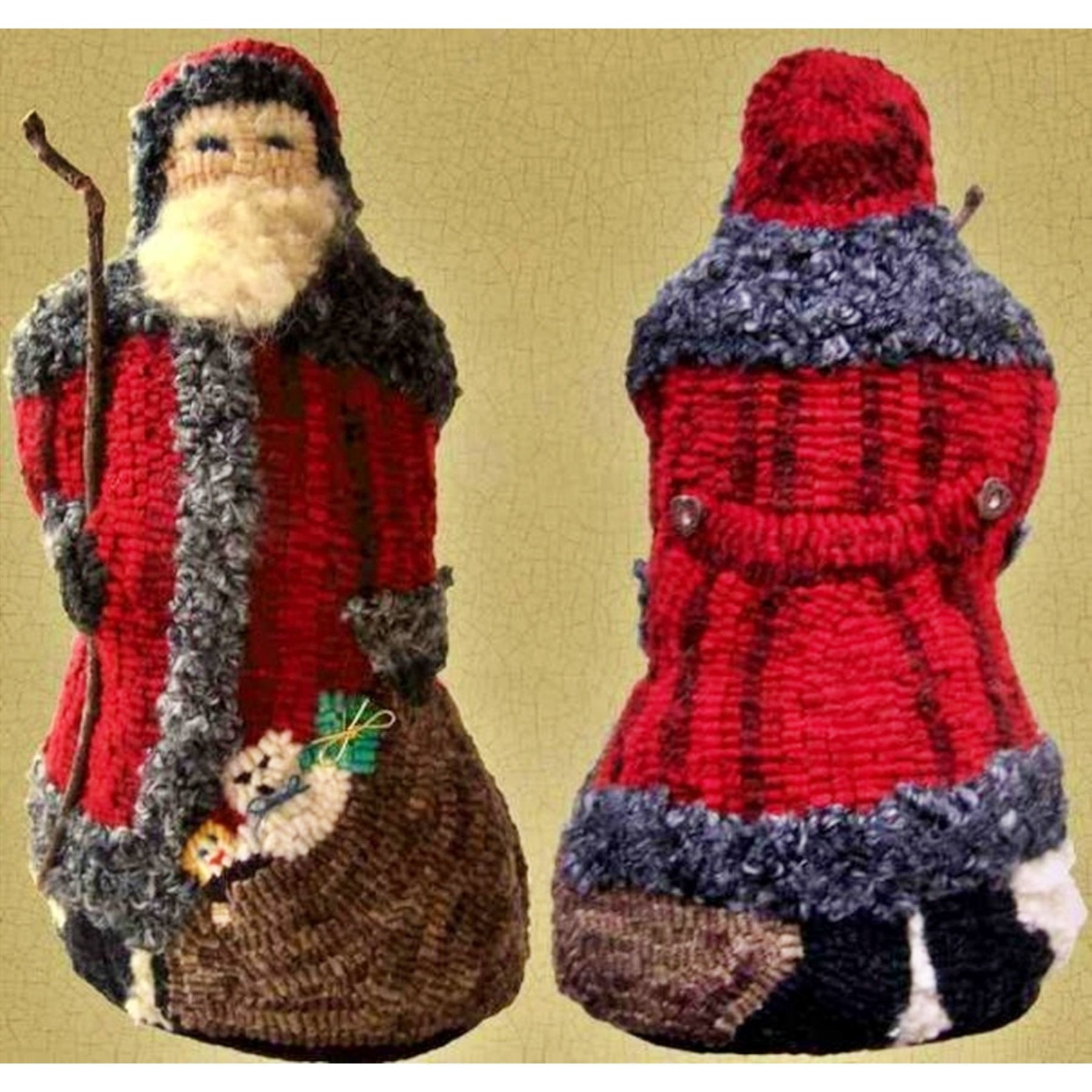 Stuff-Able Santa, rug hooked by Nancy Bailey
