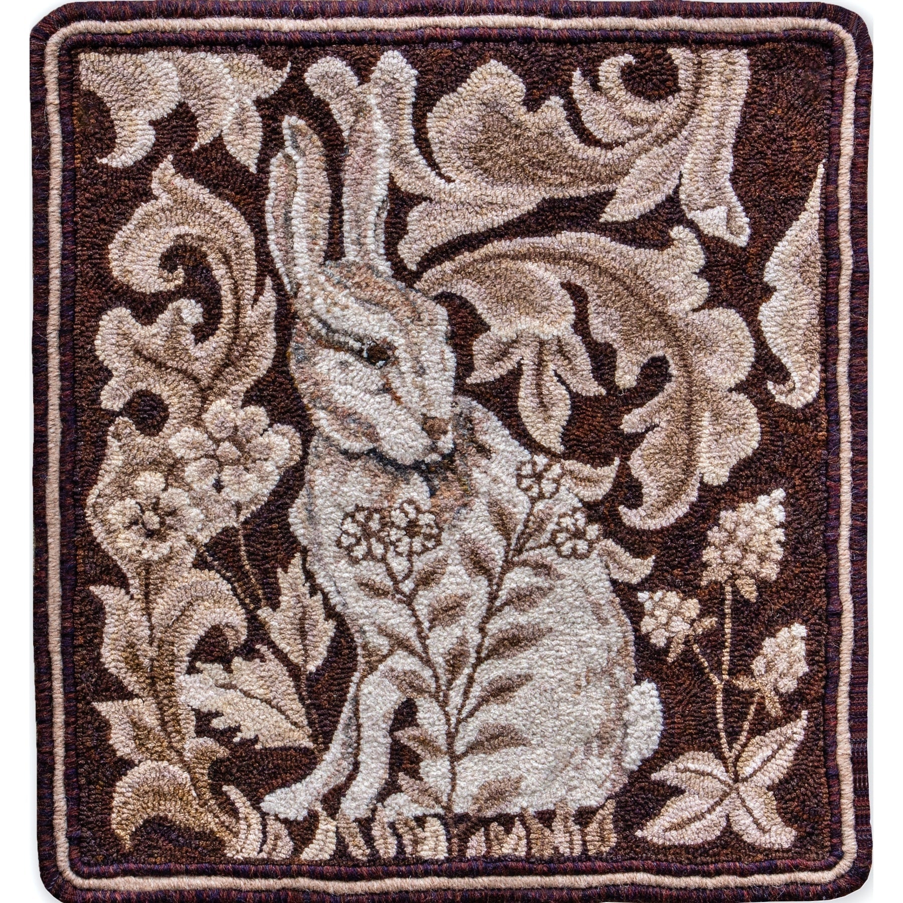 Morris Bunny, rug hooked by Liz Marino