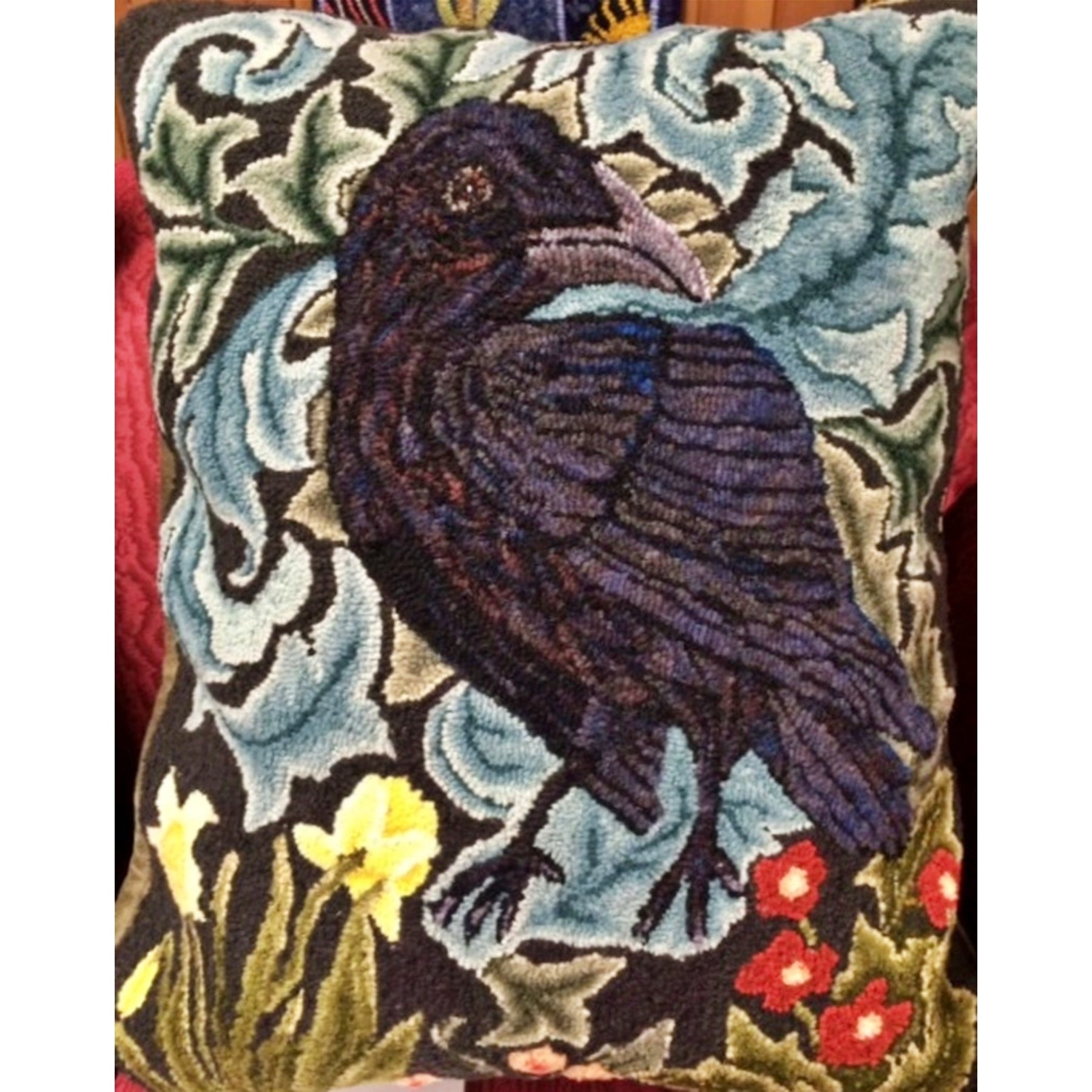 Forest Raven, rug hooked by Sheila Stewart