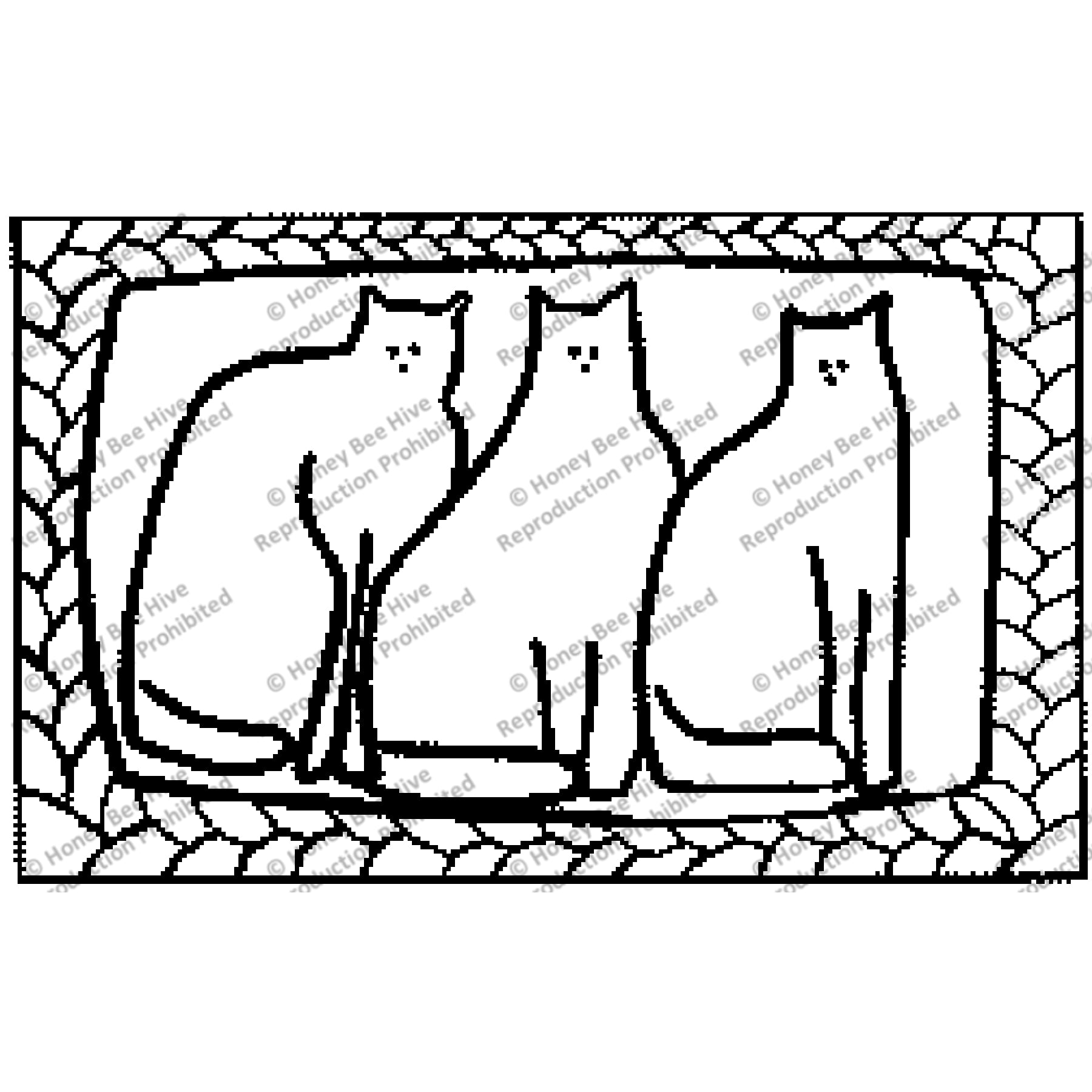 Tres Gatos, rug hooking pattern