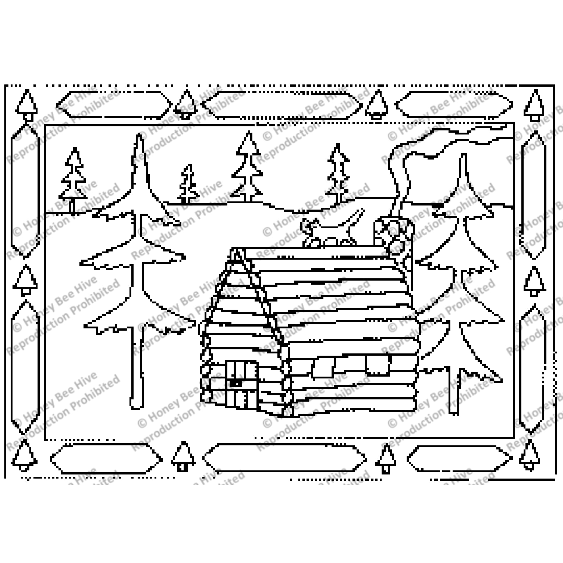 Log Cabin, rug hooking pattern