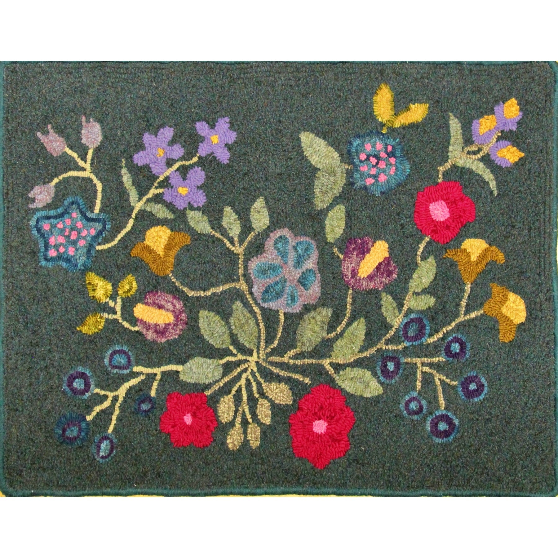 Flower Garden, rug hooked by Unknown