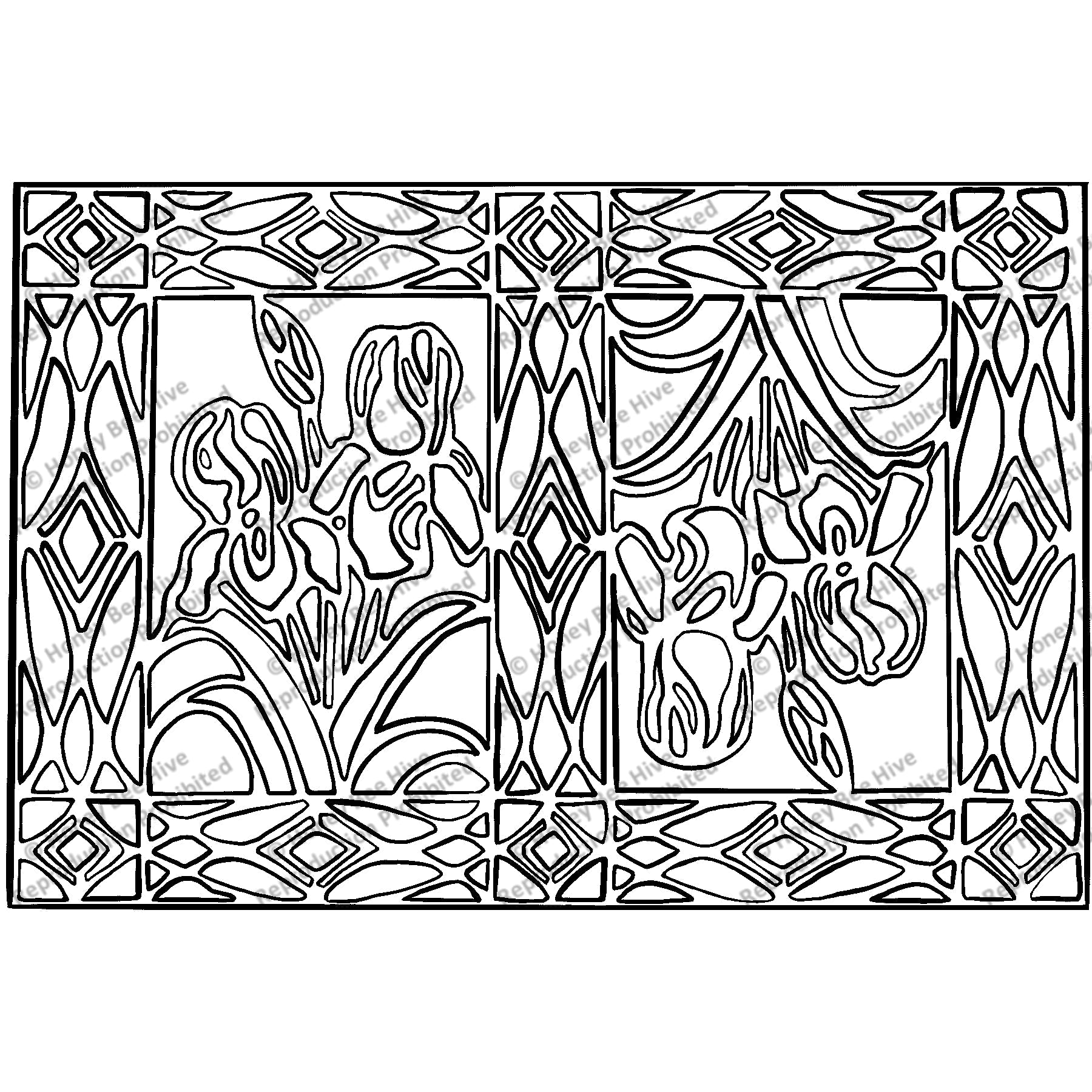 Iris Mosaic, rug hooking pattern