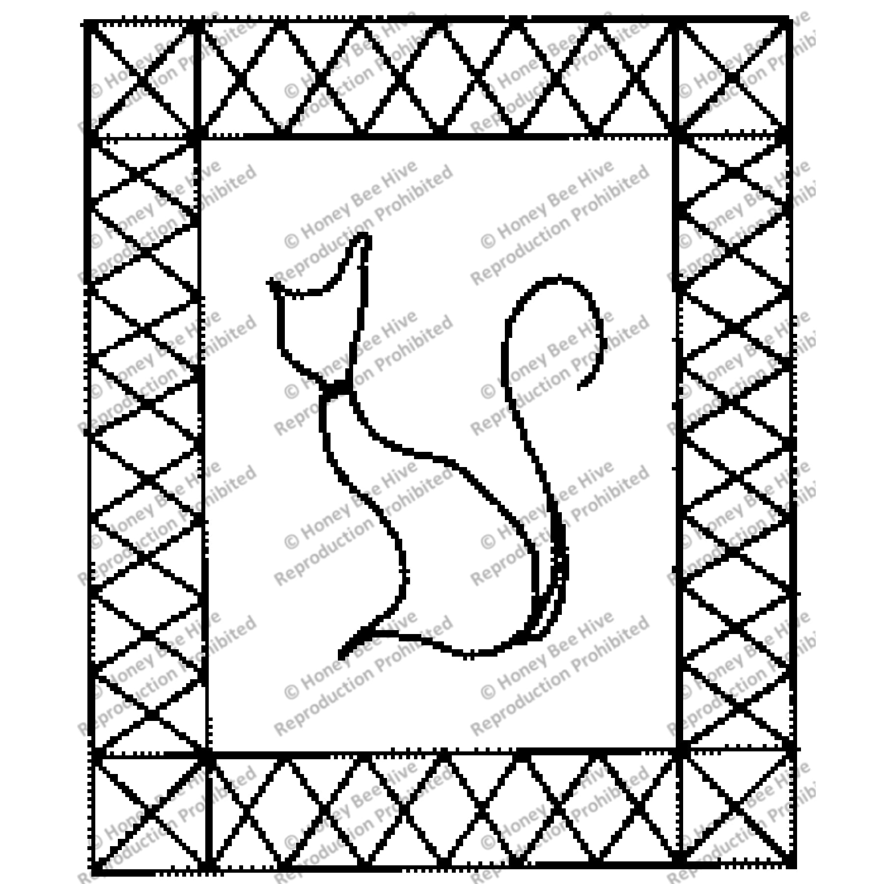 Cat In Silhouette, rug hooking pattern