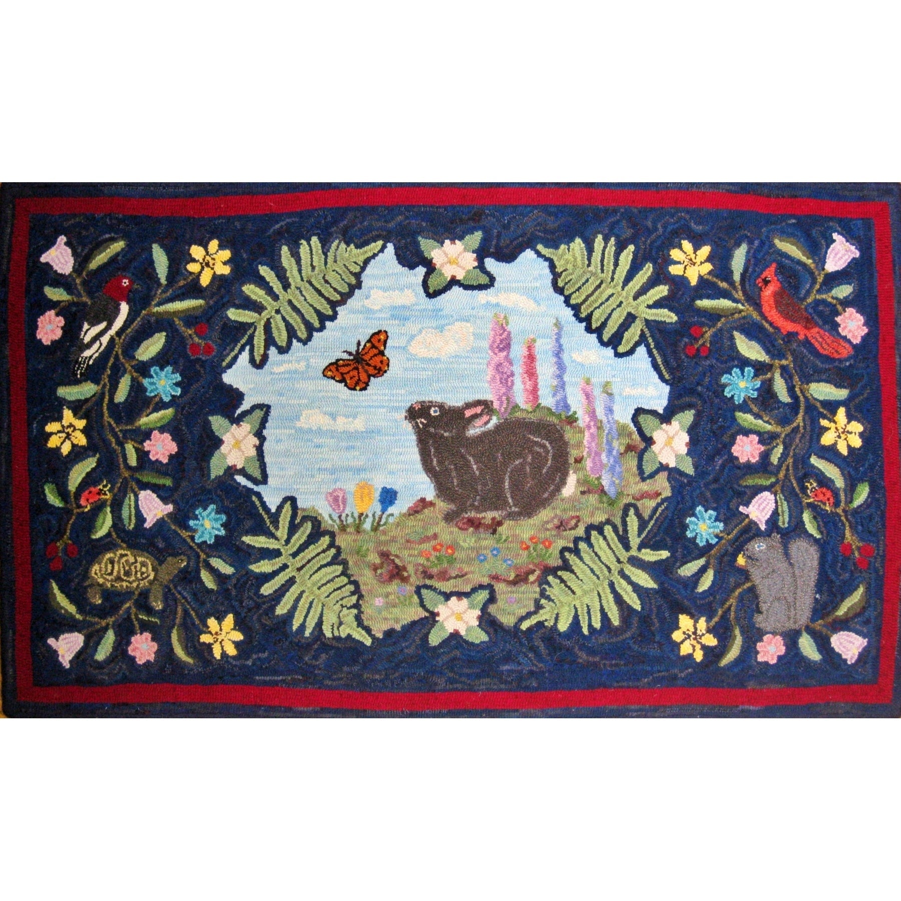 Nosy Rabbit, rug hooked by John Leonard