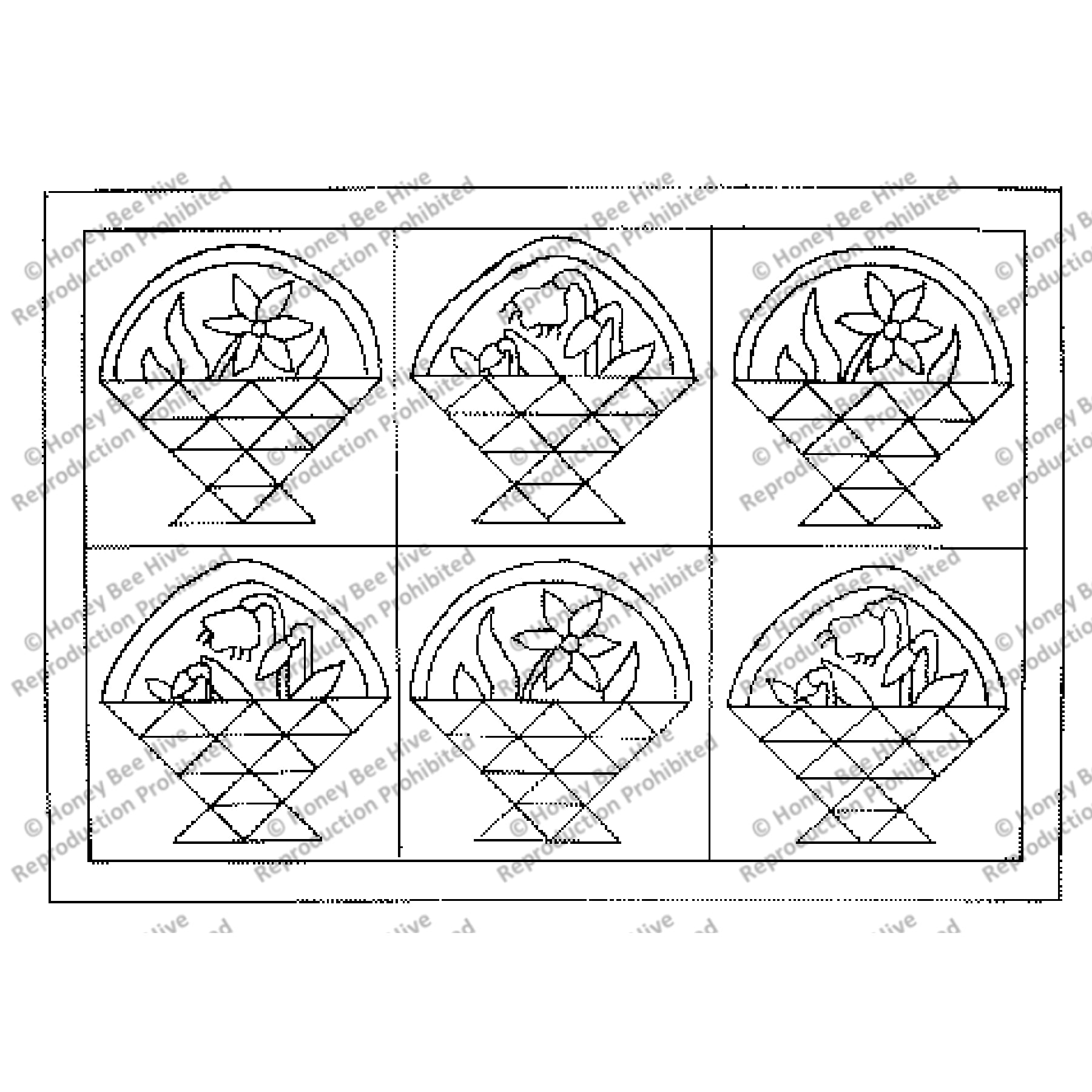 Basket Quilt Squares, rug hooking pattern