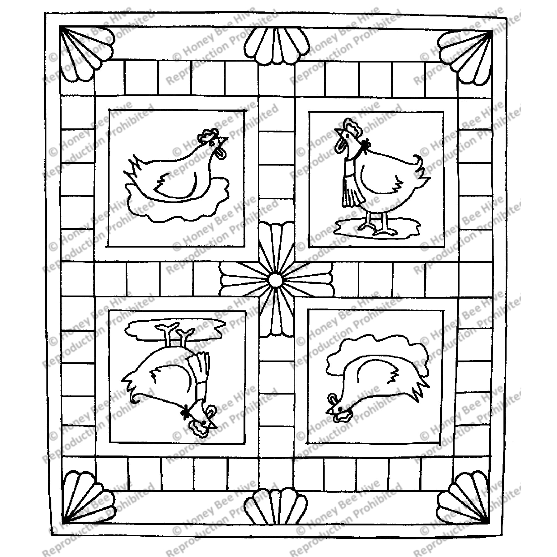 Fritz's Hen House, rug hooking pattern