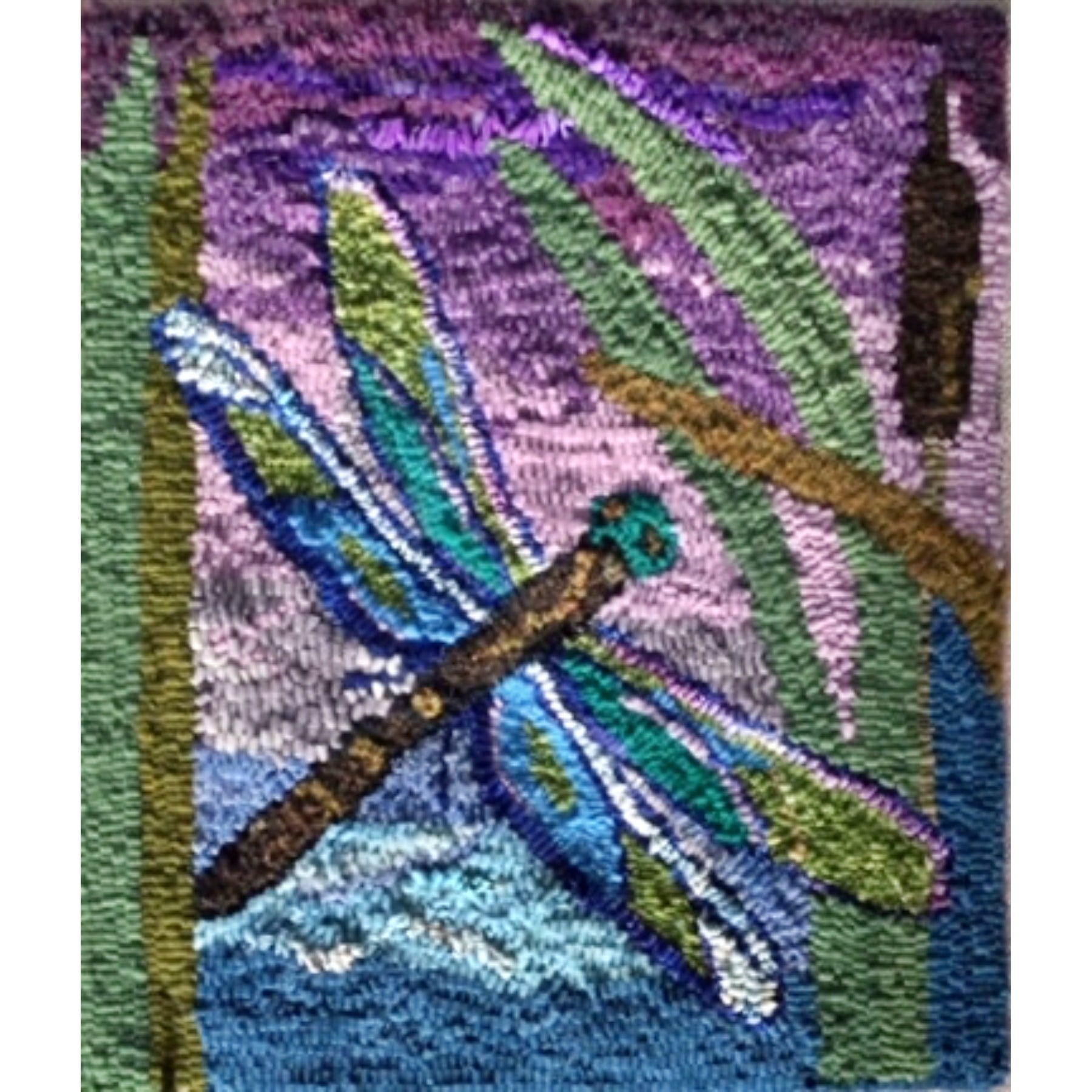 Dragonflies, rug hooked by Annette Felice