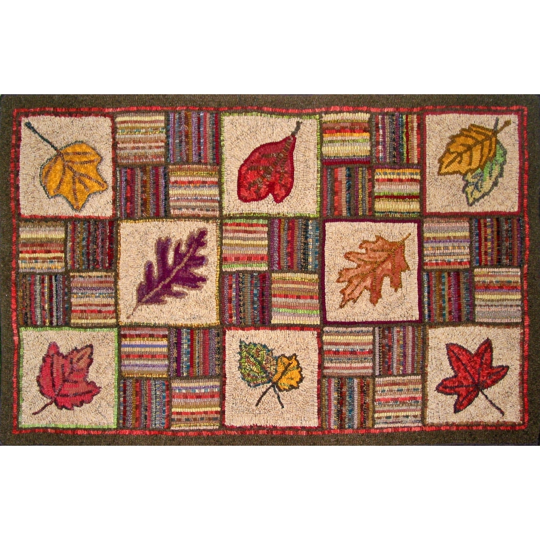 Leaf Sampler, rug hooked by Pittsburg Rughooking Guild (8 members)