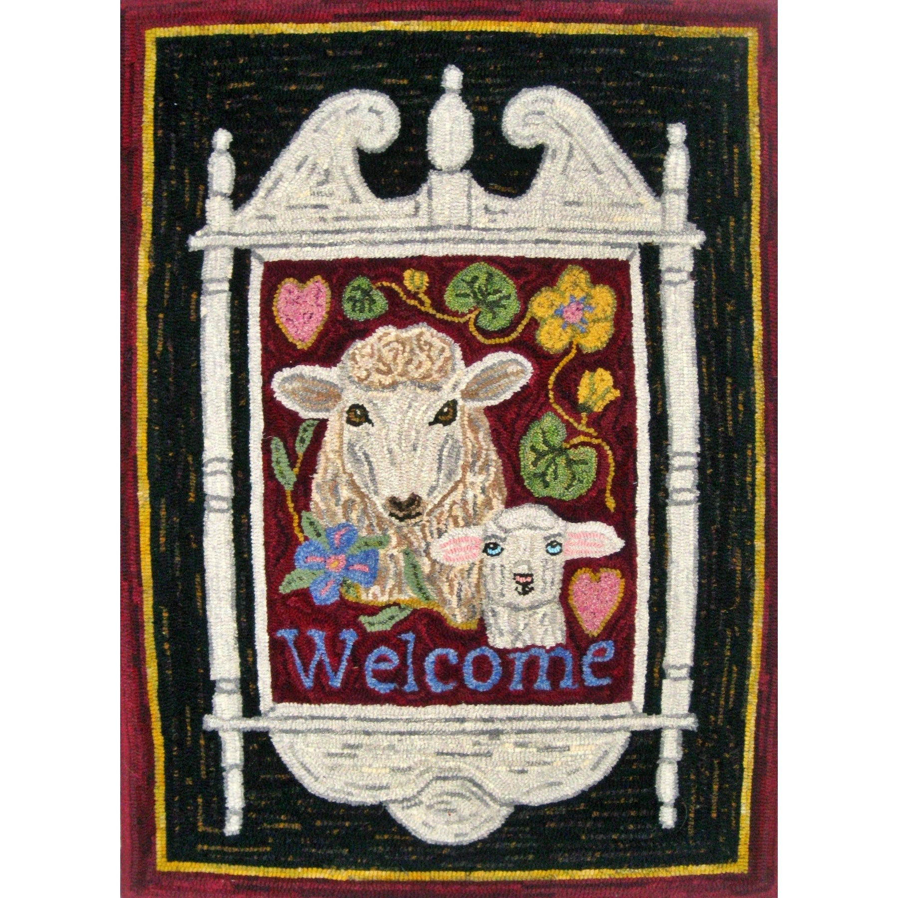 A Wooly Welcome, rug hooked by John Leonard