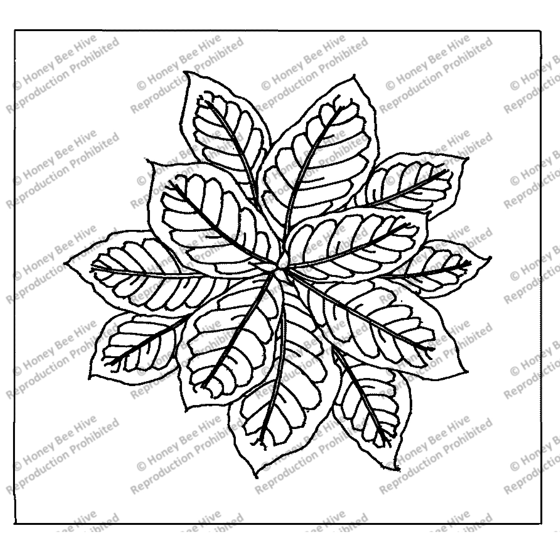 Circle Of Croton Leaves, rug hooking pattern