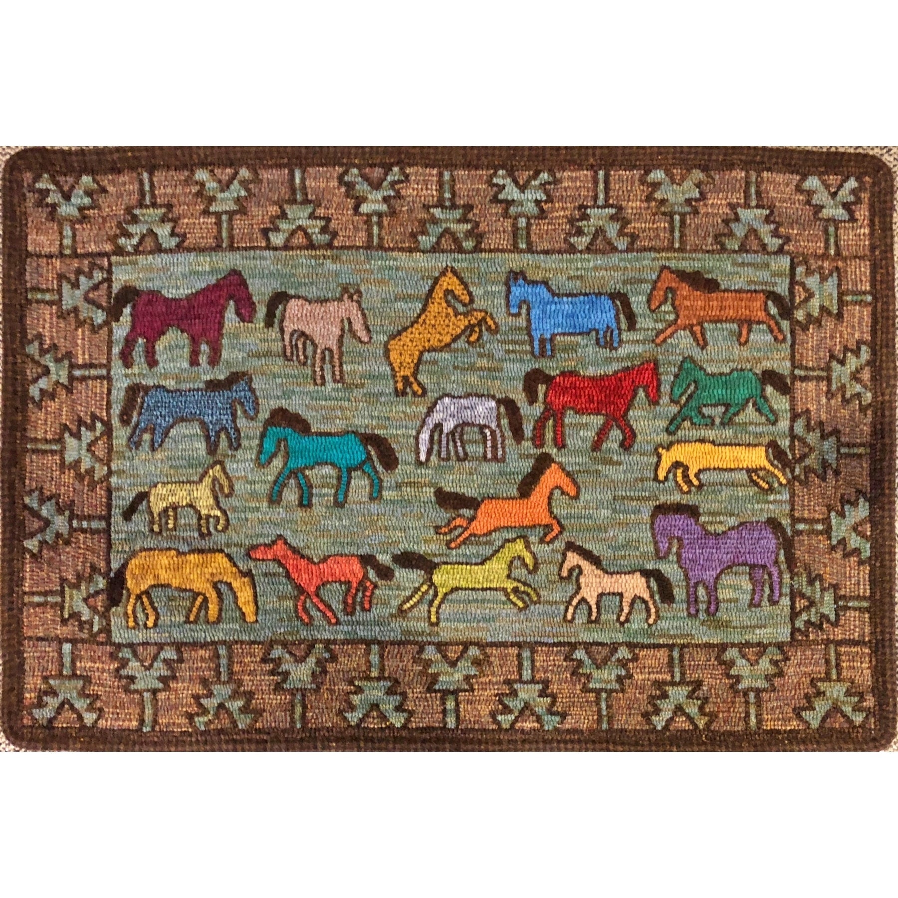 Azarie Horses, rug hooked by Amy McPheeters