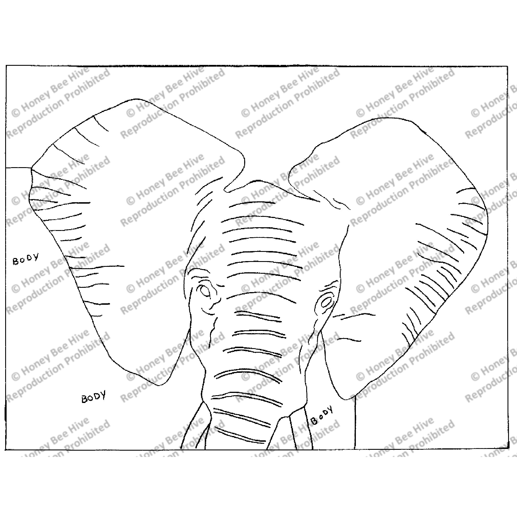 Elephant, rug hooking pattern