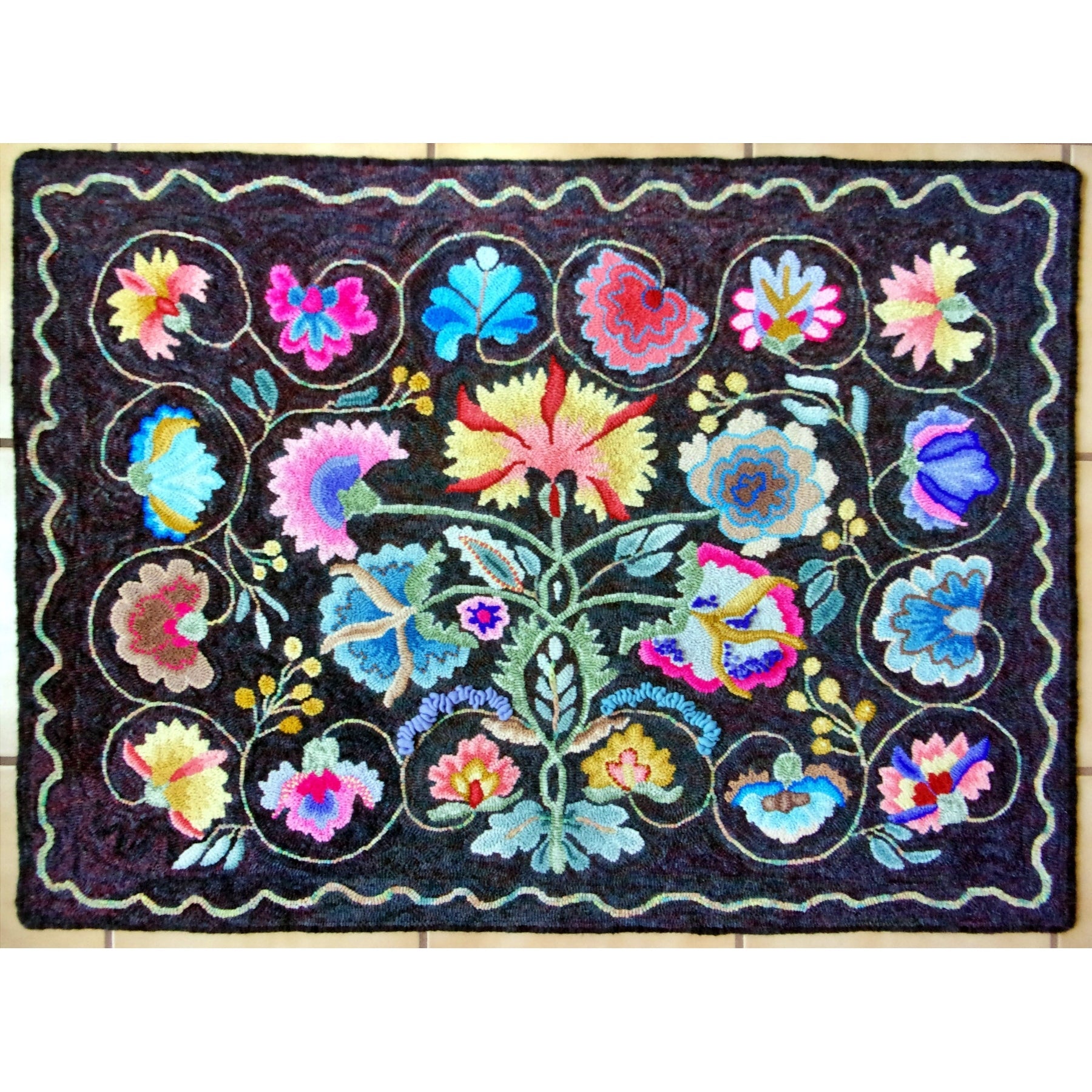 Bedrug Fantasy, rug hooked by Sondra Kellar