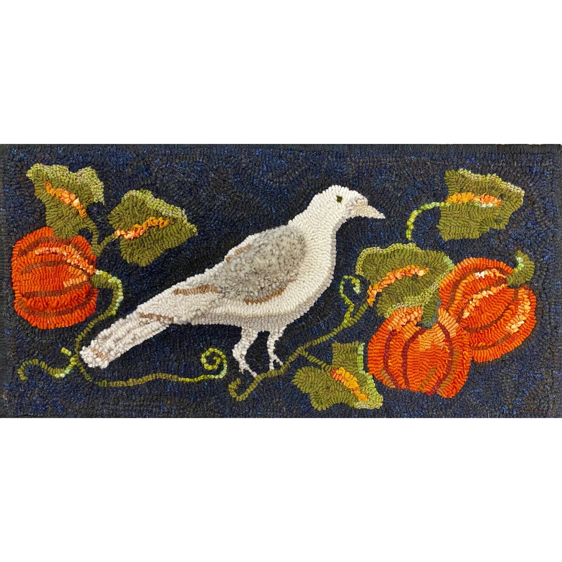 Pumpkin Harvest Small, rug hooked by Linda Powell