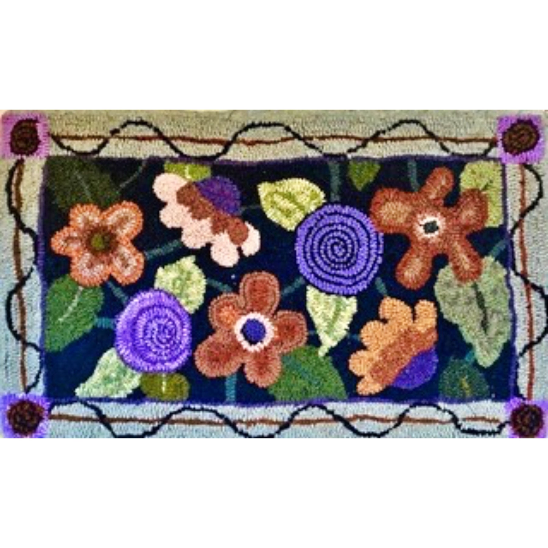 Stephanie's Garden, rug hooked by Vicki Rudolph