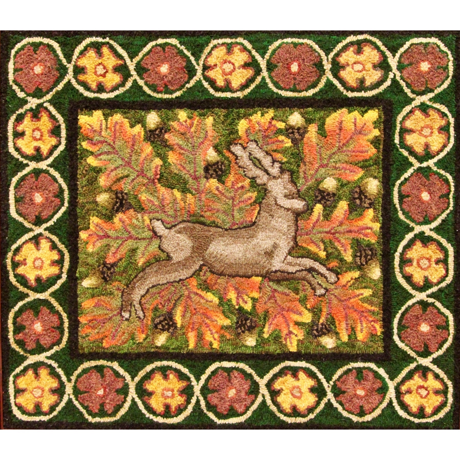 English Stag, rug hooked by Jenna Sleeper