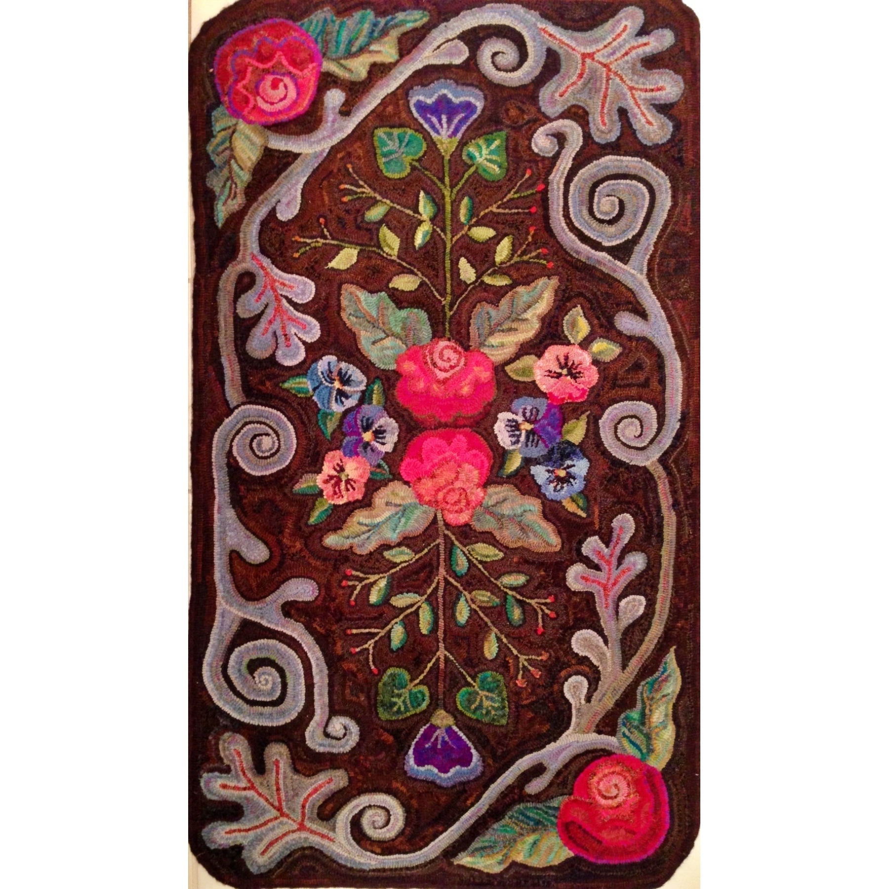 Chatham Rose, rug hooked by Gina Paschal