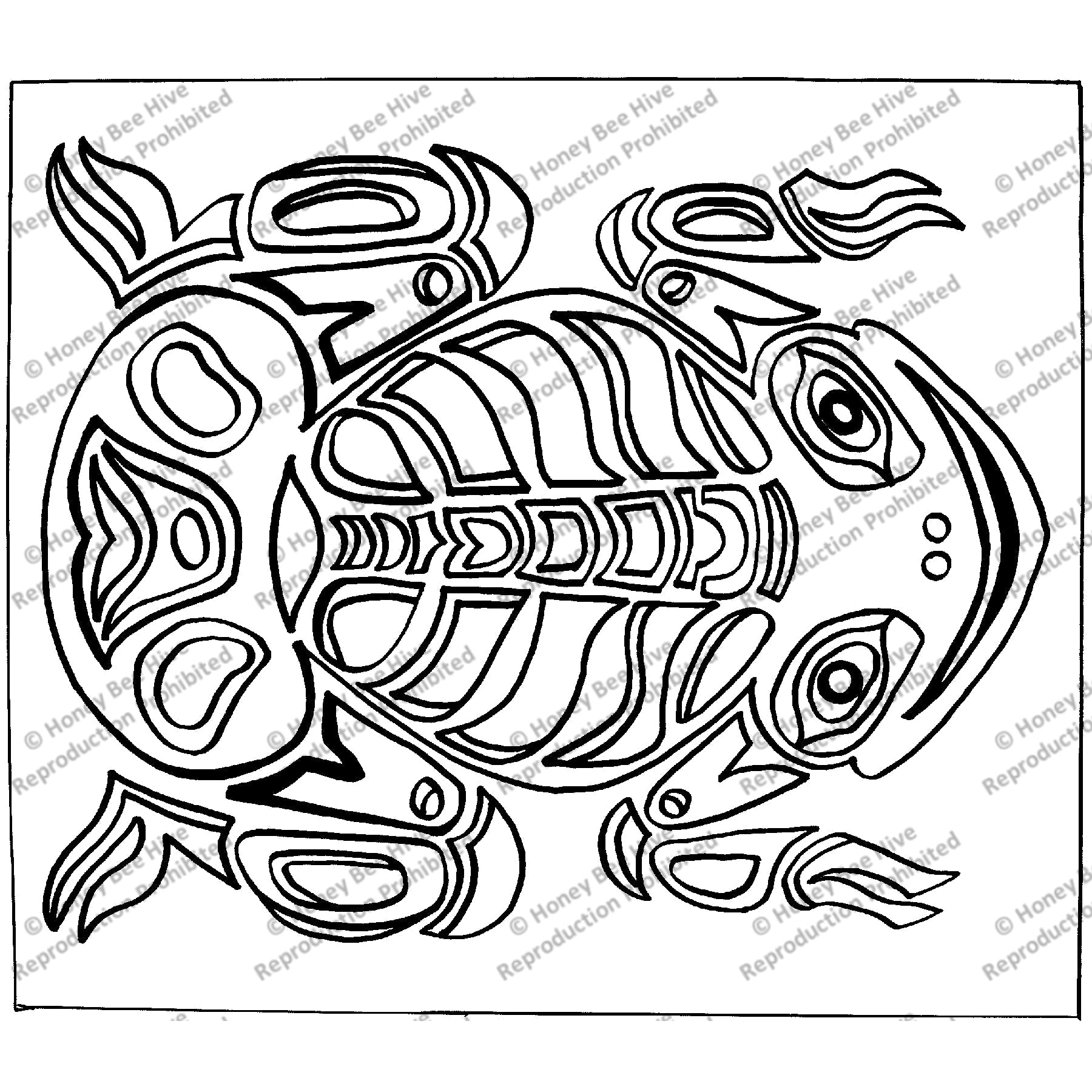 Eastern Native American Frog, rug hooking pattern