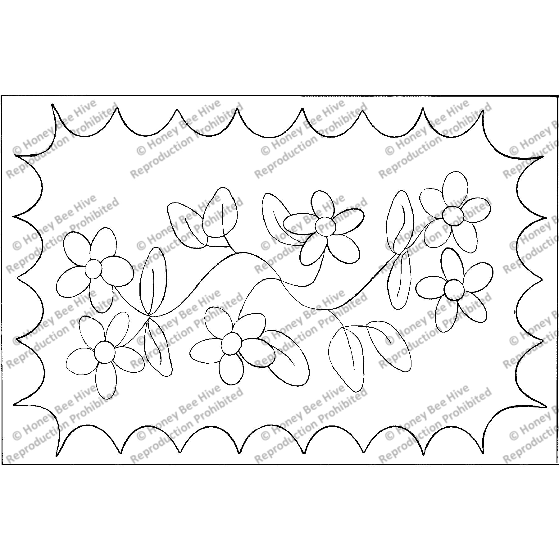 Primitive Floral Rug Runner - Center, rug hooking pattern
