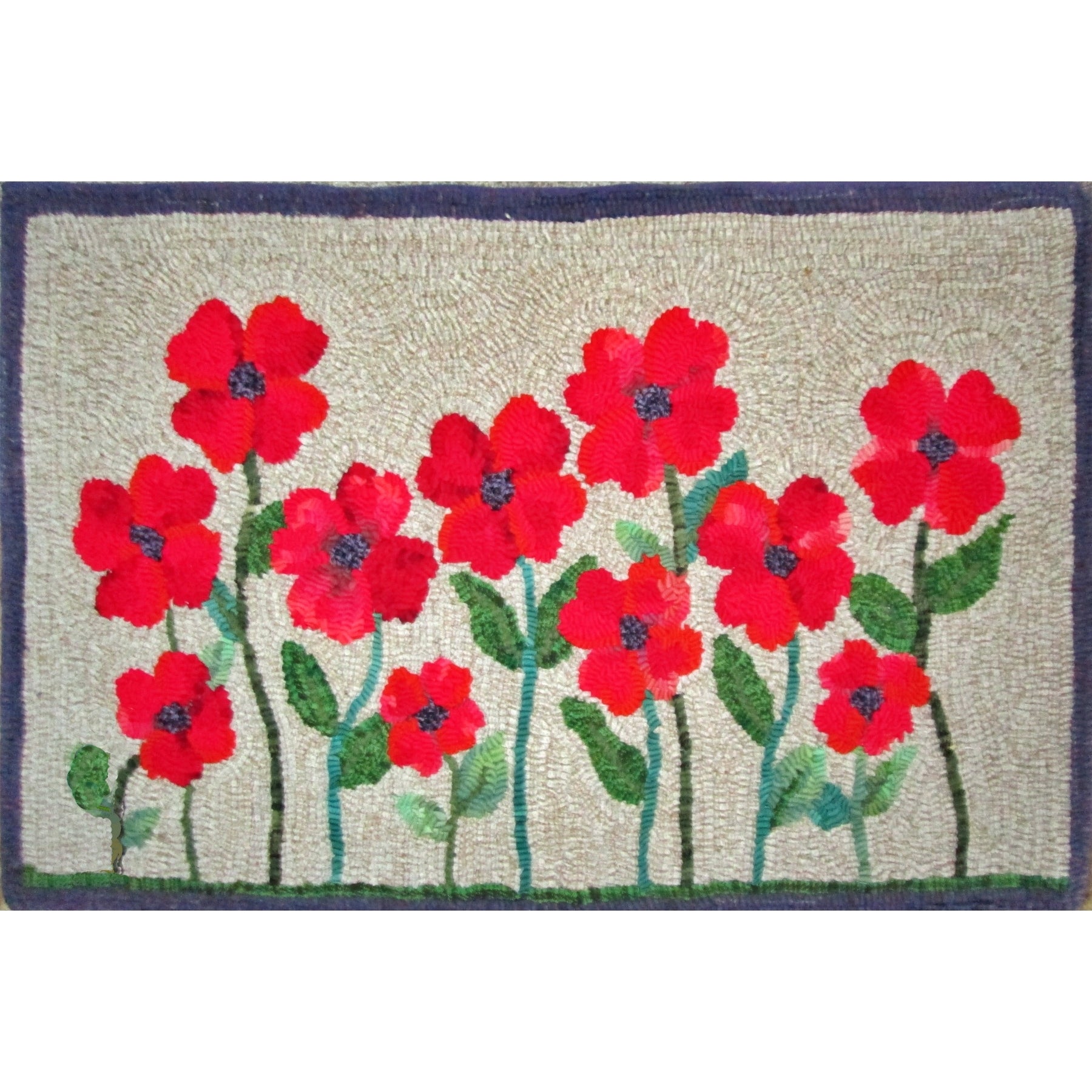 Pretty Pretty Flowers, rug hooked by Connie Bradley