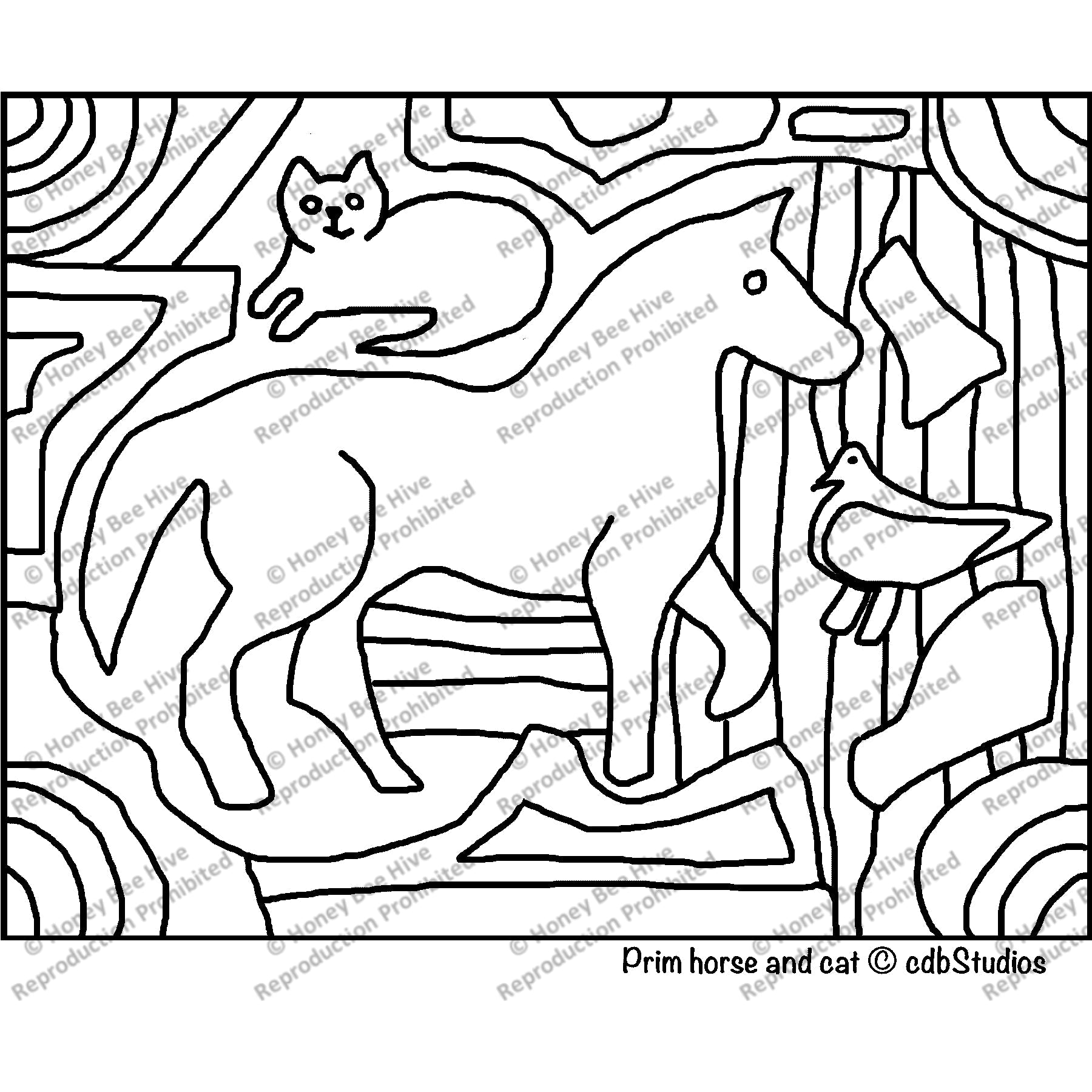 Prim Horse, rug hooking pattern