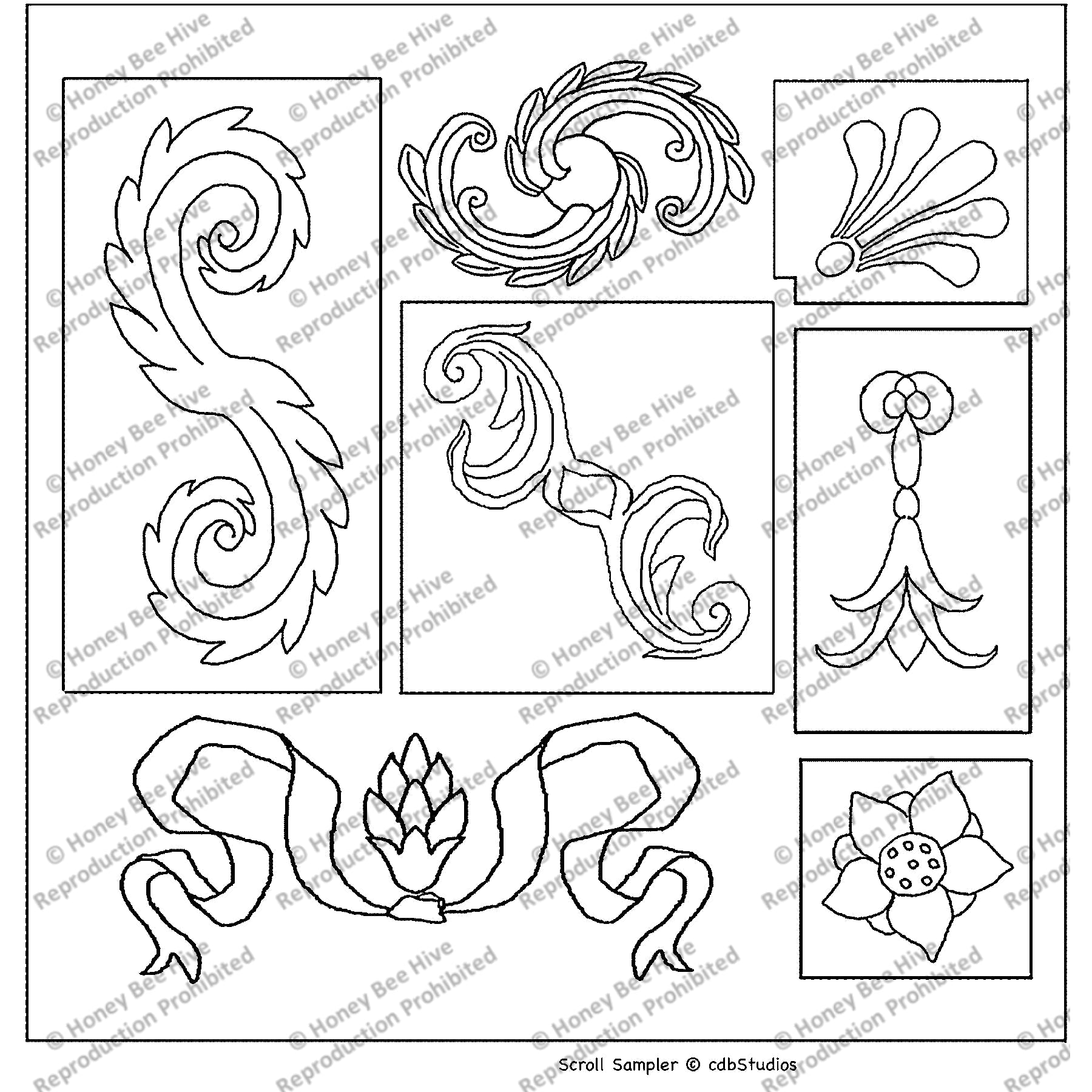 Scroll Sample, rug hooking pattern